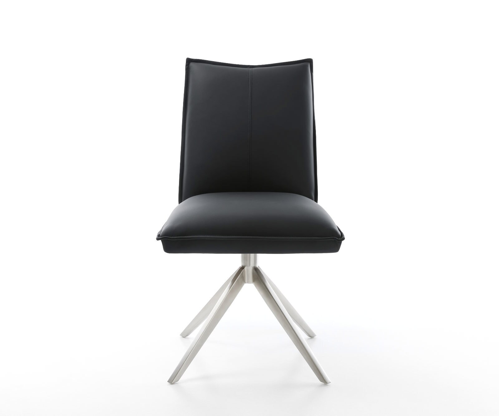 Chaise-pivotante Lelio-Flex cuir de vache noir pied croisé large acier inoxydable brossé pivotement sur 360° fonction bascule ressorts ensachés 2