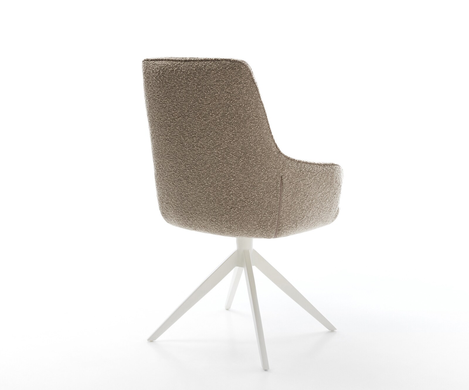 Chaise-pivotante Zelia-Flex avec accoudoirs bouclé boue pied croisé large blanc pivotement sur 360° fonction bascule ressorts ensachés 4