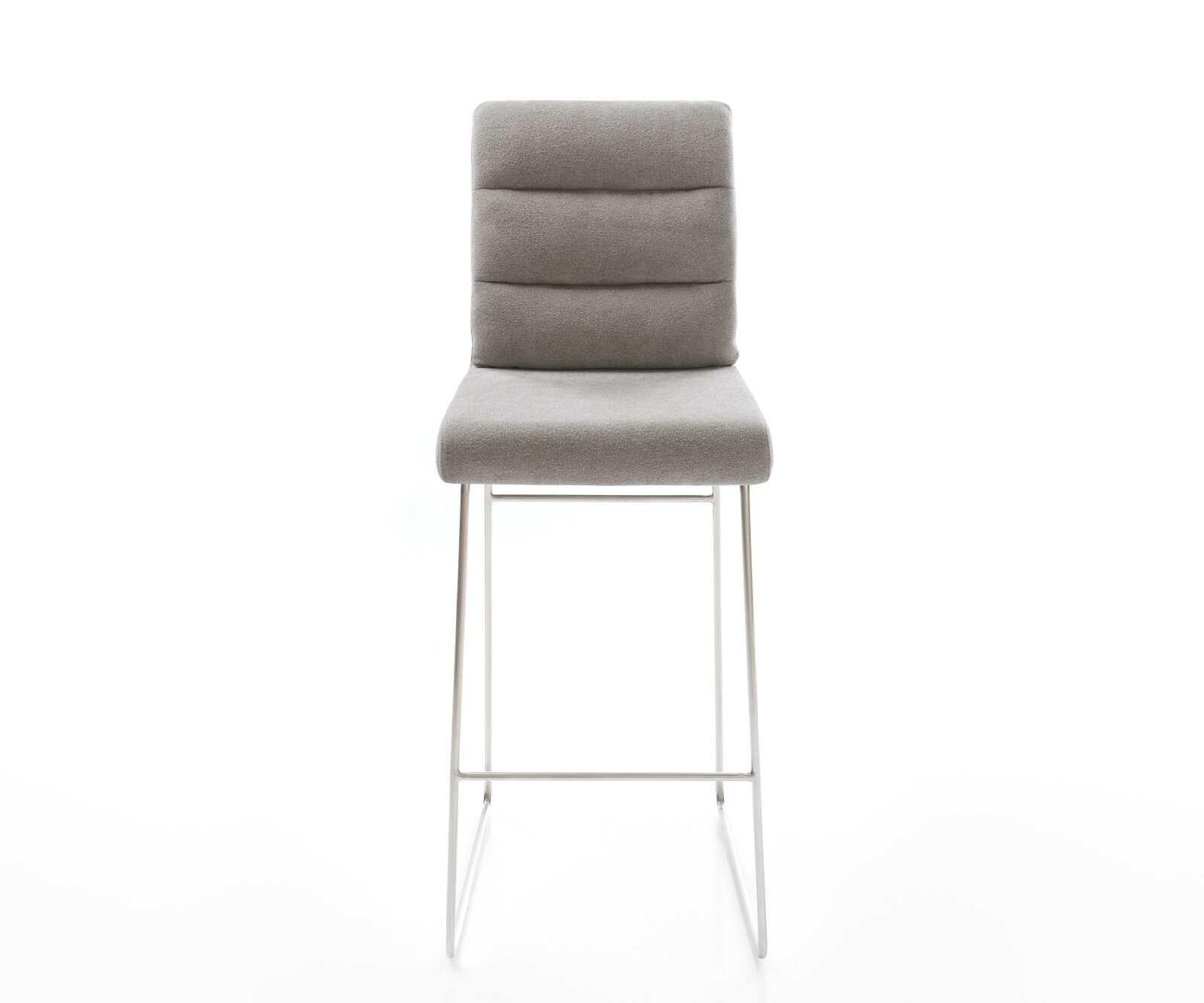 Chaise-de-bar Pela-Flex Tissu structuré doux Gris Pied trapèze acier inoxydable Argent 2