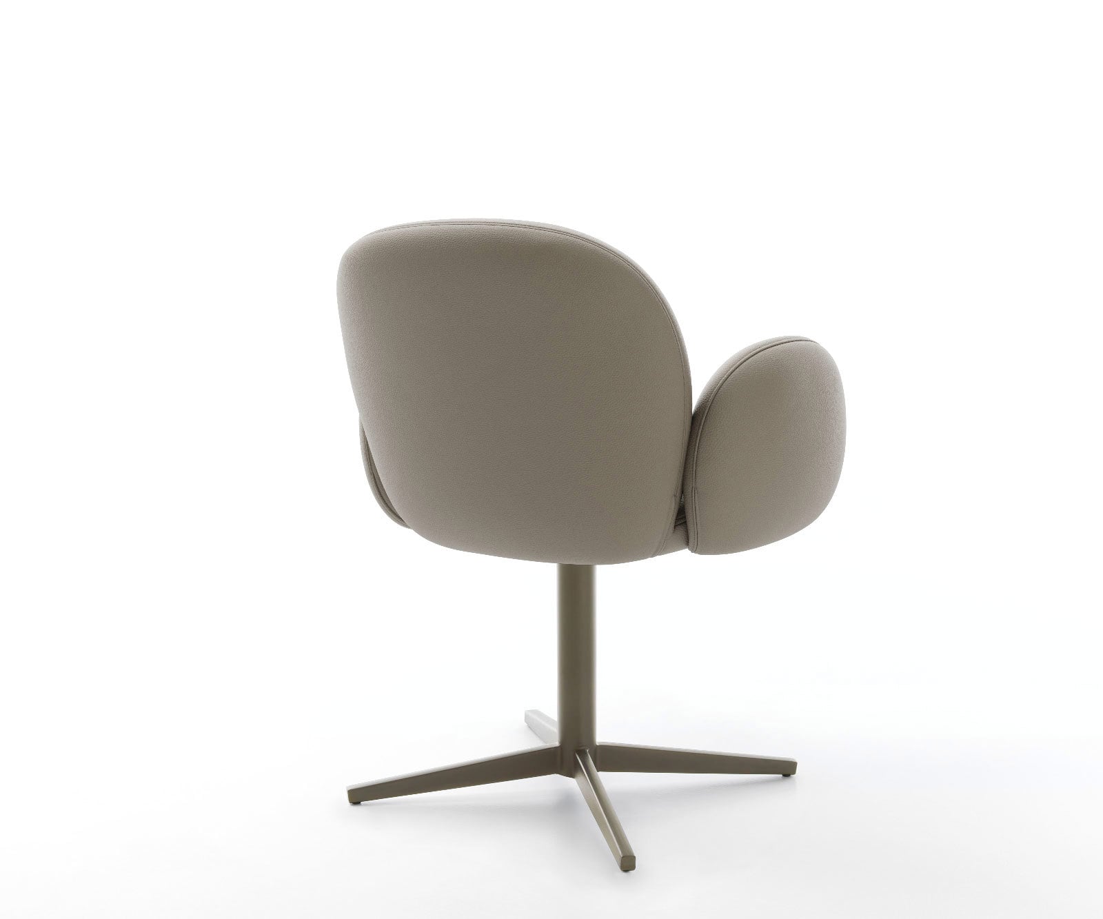 Chaise-pivotante Nube-Flex avec accoudoirs cuir de vache couleur boue pied de chaise 4 branches aspect titane pivotement sur 360° ressorts ensachés 4 Chaise-pivotante Nube-Flex avec accoudoirs cuir de vache couleur boue pied de chaise 4 branches aspect titane pivotement sur 360° ressorts ensachés 4