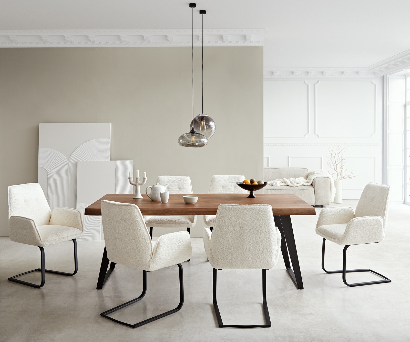 Cantilever Zoa-Flex bouclé blanc pied cantilever plat noir ressorts ensachés 3 Cantilever Zoa-Flex bouclé blanc pied cantilever plat noir ressorts ensachés 3