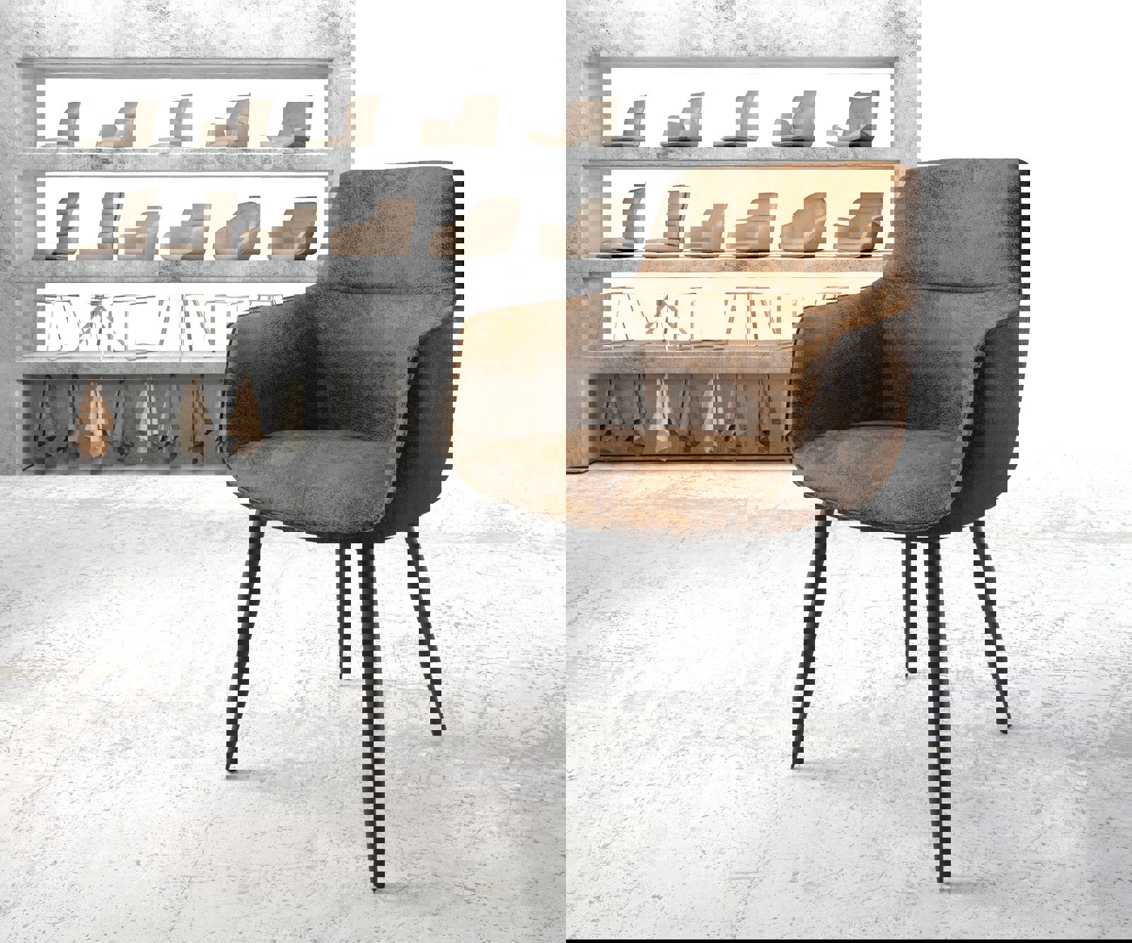 Fauteuil Pejo-Flex brun antique 4-pieds conique noir
