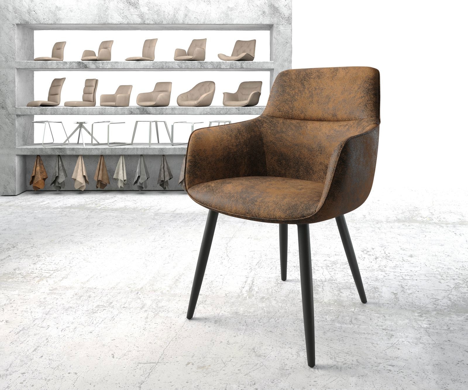 Fauteuil Pejo-Flex brun antique 4-pieds conique noir Fauteuil Pejo-Flex brun antique 4-pieds conique noir