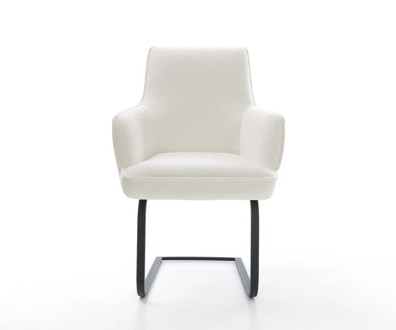 Cantilever Heira-Flex avec accoudoirs bouclé doux beige pied cantilever plat noir resorts ensachés 2