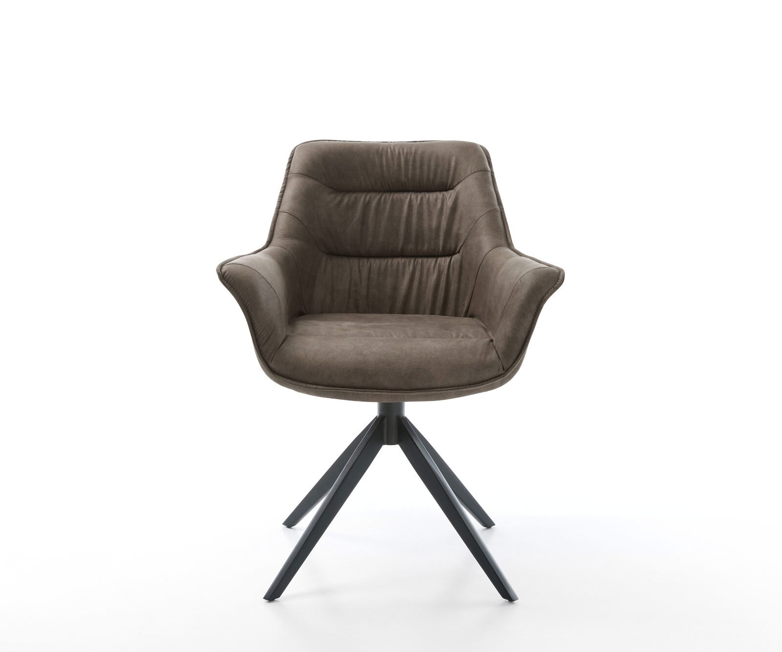 Chaise-pivotante Kaira-Flex microvelours taupe vintage pied croisé large noir pivotement sur 360° fonction bascule 2