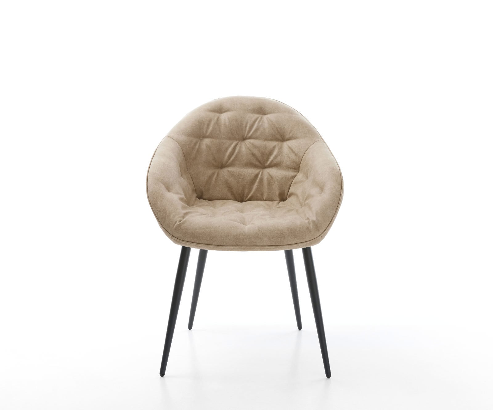 Chaise-de-salle-à-manger Gaio-Flex microvelours beige vintage 4 pieds coniques noir 1 Chaise-de-salle-à-manger Gaio-Flex microvelours beige vintage 4 pieds coniques noir 1