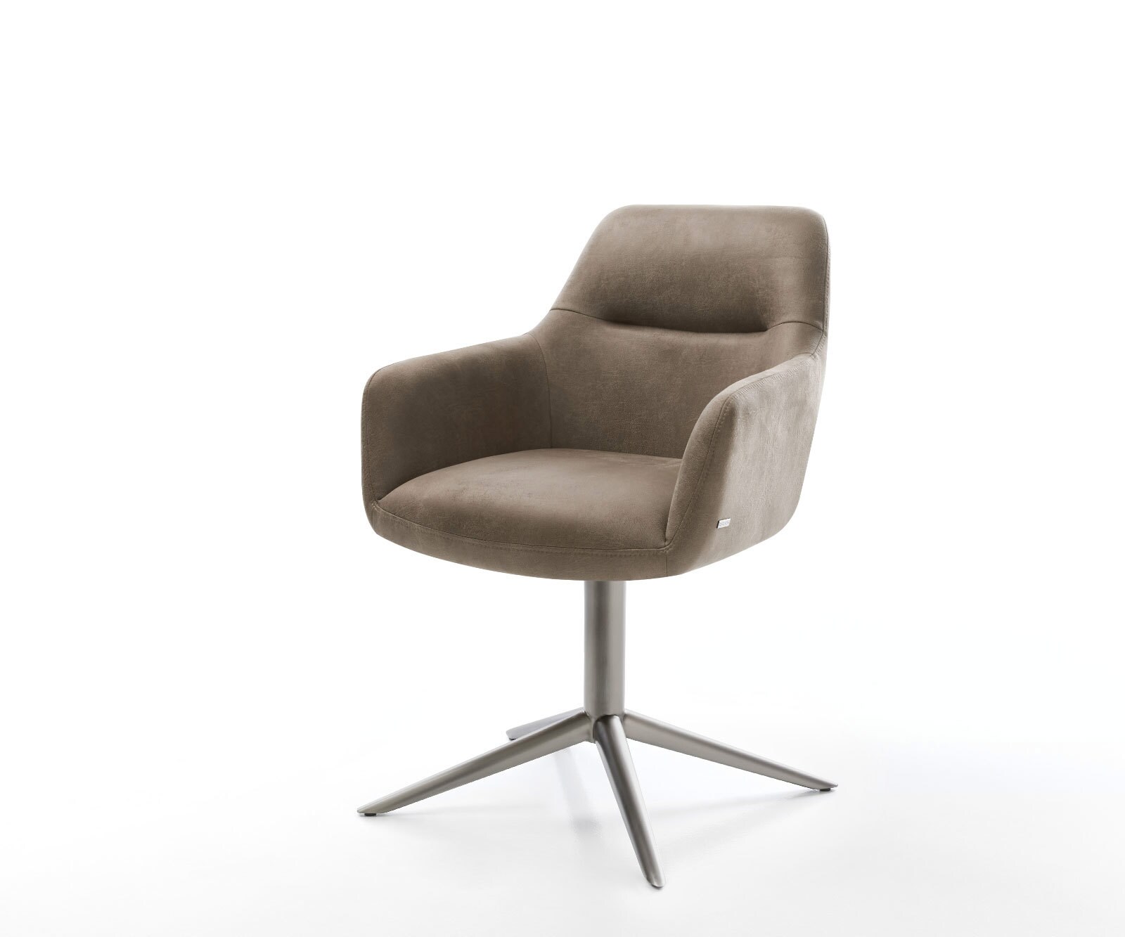 Chaise-pivotante Pejo-Flex microvelours taupe vintage pied de chaise 4 branches grafiete pivotement sur 360° fonction bascule ressorts ensachés 1
