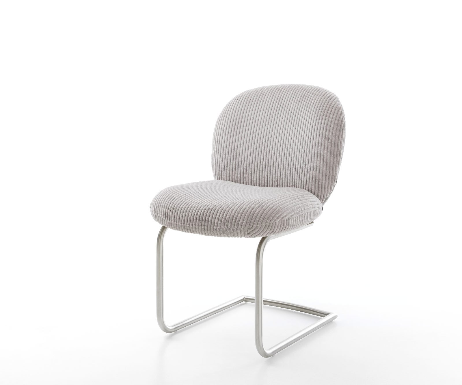 Cantilever Nube-Flex côtelé gris argenté pied cantilever rond acier inoxydable brossé ressorts ensachés Cantilever Nube-Flex côtelé gris argenté pied cantilever rond acier inoxydable brossé ressorts ensachés