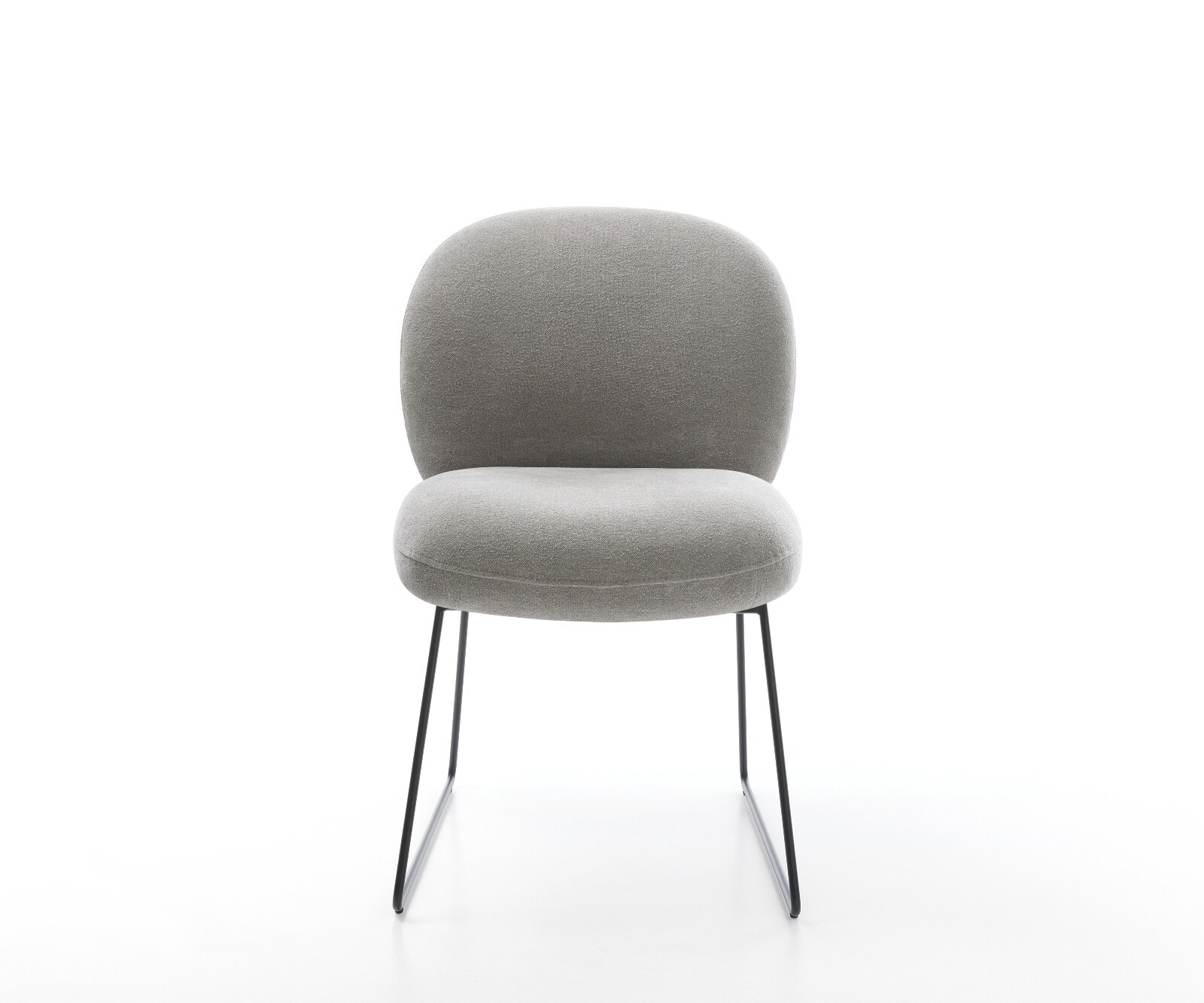 Chaise-de-salle-à-manger Nube-Flex tissu structuré doux gris pied trapèze noir resorts ensachés 1