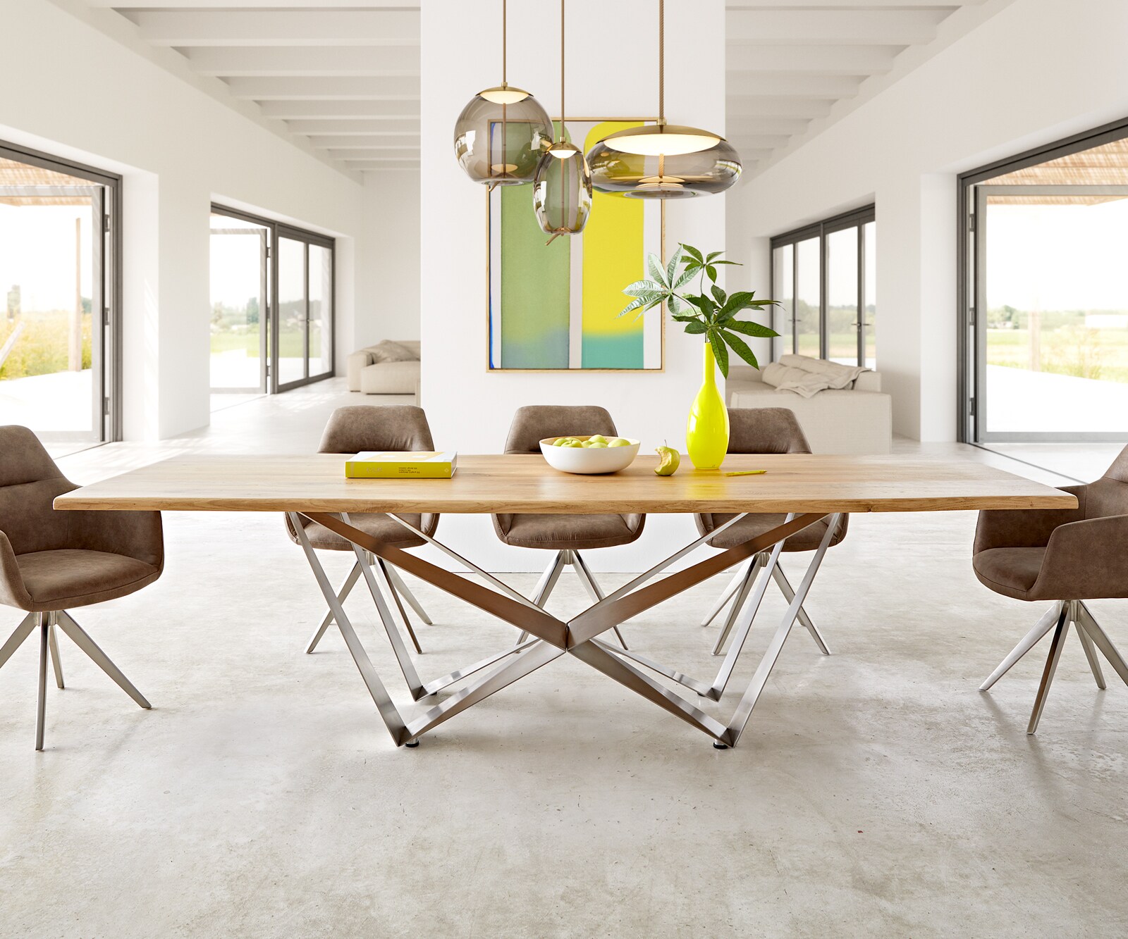 Table à manger Edge 260x100x2,5-3 chêne nature Spider acier plat acier inoxydable Live-Edge 1 Table à manger Edge 260x100x2,5-3 chêne nature Spider acier plat acier inoxydable Live-Edge 1