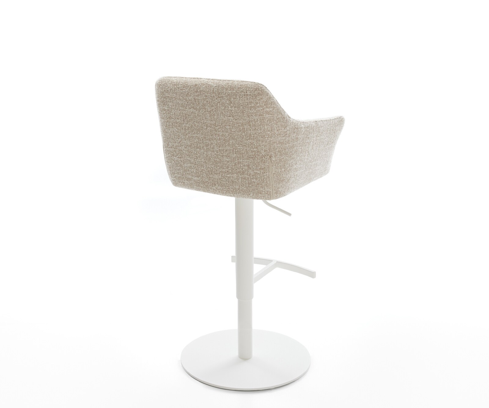 Chaise-de-bar Yulo-Flex Tissu tissé doux Beige Pied pivotant réglable en hauteur blanc Blanc 5