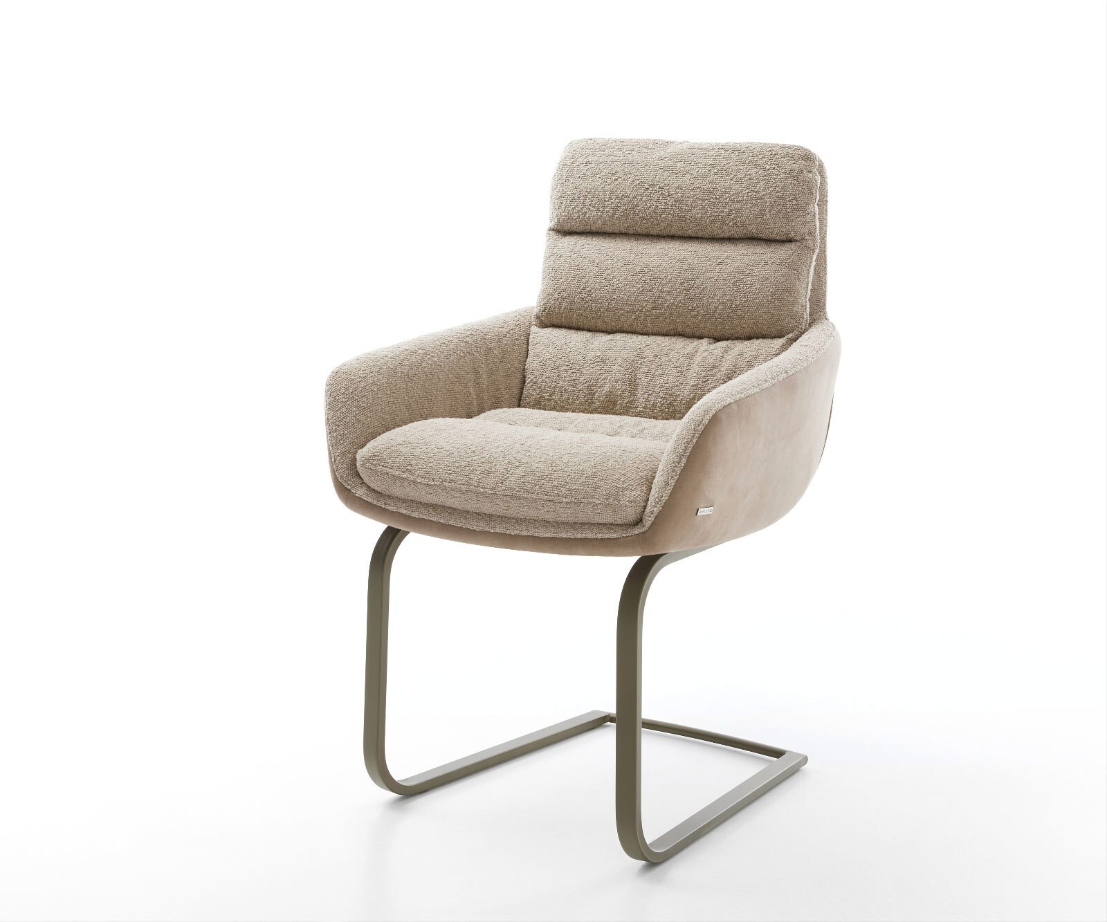 Cantilever Abelia-Flex avec accoudoirs tissu mixte couleur boue pied cantilever plat aspect titane Cantilever Abelia-Flex avec accoudoirs tissu mixte couleur boue pied cantilever plat aspect titane