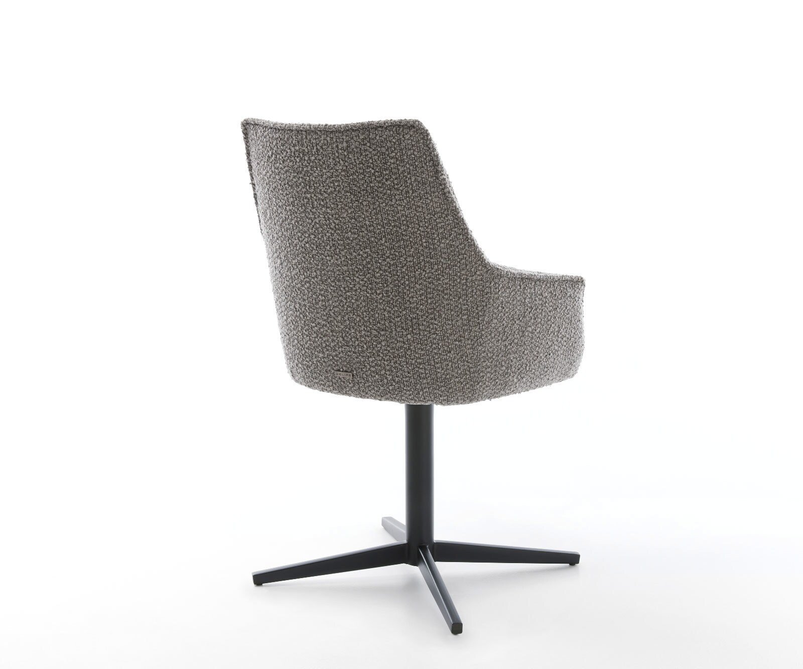 Chaise-pivotante Alja-Flex avec accoudoirs bouclé gris argenté pied de chaise 4 branches noir pivotement sur 360° ressorts ensachés 5
