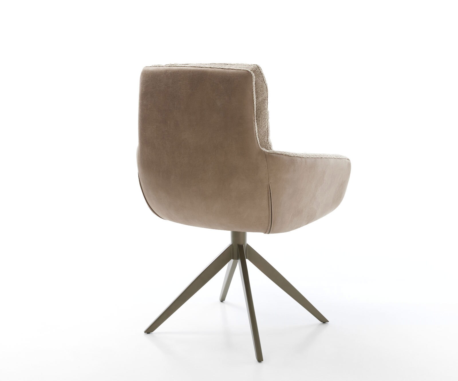 Chaise-pivotante Abelia-Flex avec accoudoirs tissu mixte couleur boue pied croisé large aspect titane pivotement sur 360° 4 Chaise-pivotante Abelia-Flex avec accoudoirs tissu mixte couleur boue pied croisé large aspect titane pivotement sur 360° 4