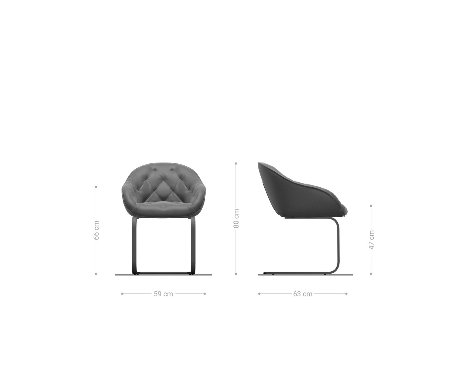 Cantilever Gaio-Flex bouclé doux beige pied cantilever plat grafiete 6