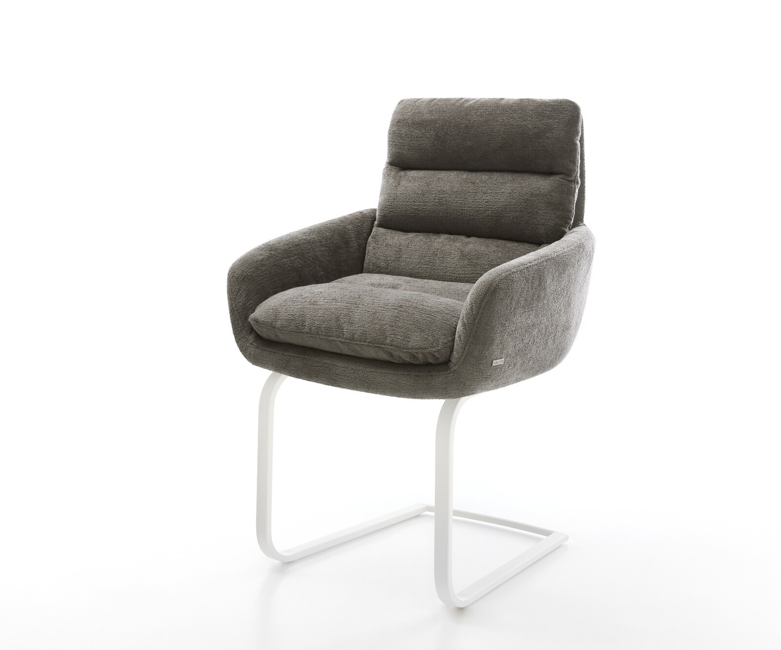 Cantilever Abelia-Flex avec accoudoirs bouclé doux couleur boue pied cantilever plat blanc 1