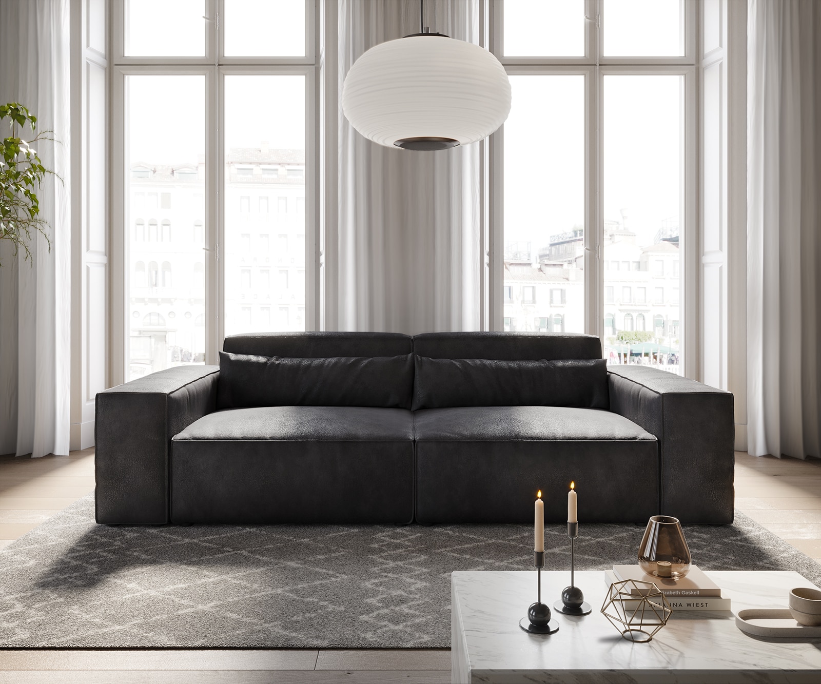 Grand Canapé Sirpio 230x95 cm Cuir synthétique Vintage Anthracite 1 Grand Canapé Sirpio 230x95 cm Cuir synthétique Vintage Anthracite 1