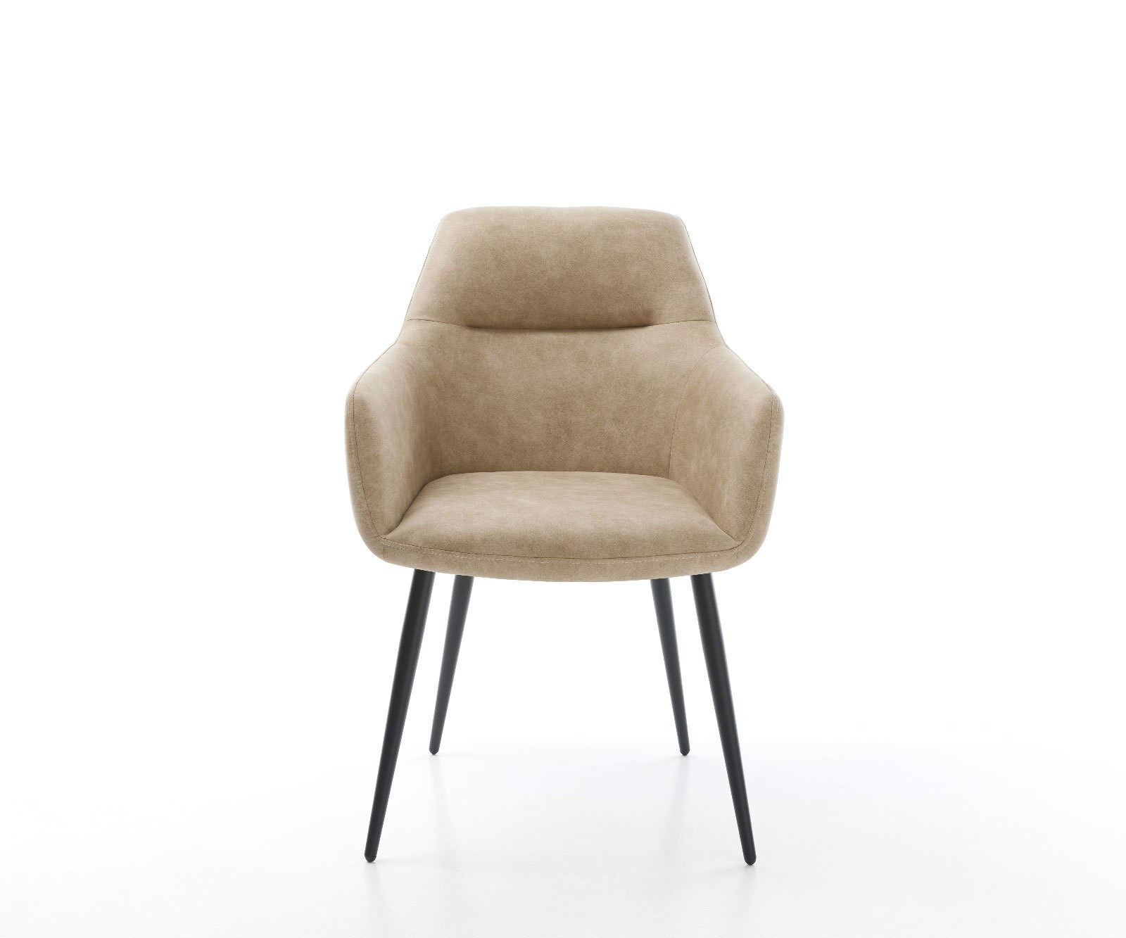 Chaise-de-salle-à-manger Pejo-Flex microvelours beige vintage 4 pieds coniques noir ressorts ensachés 2