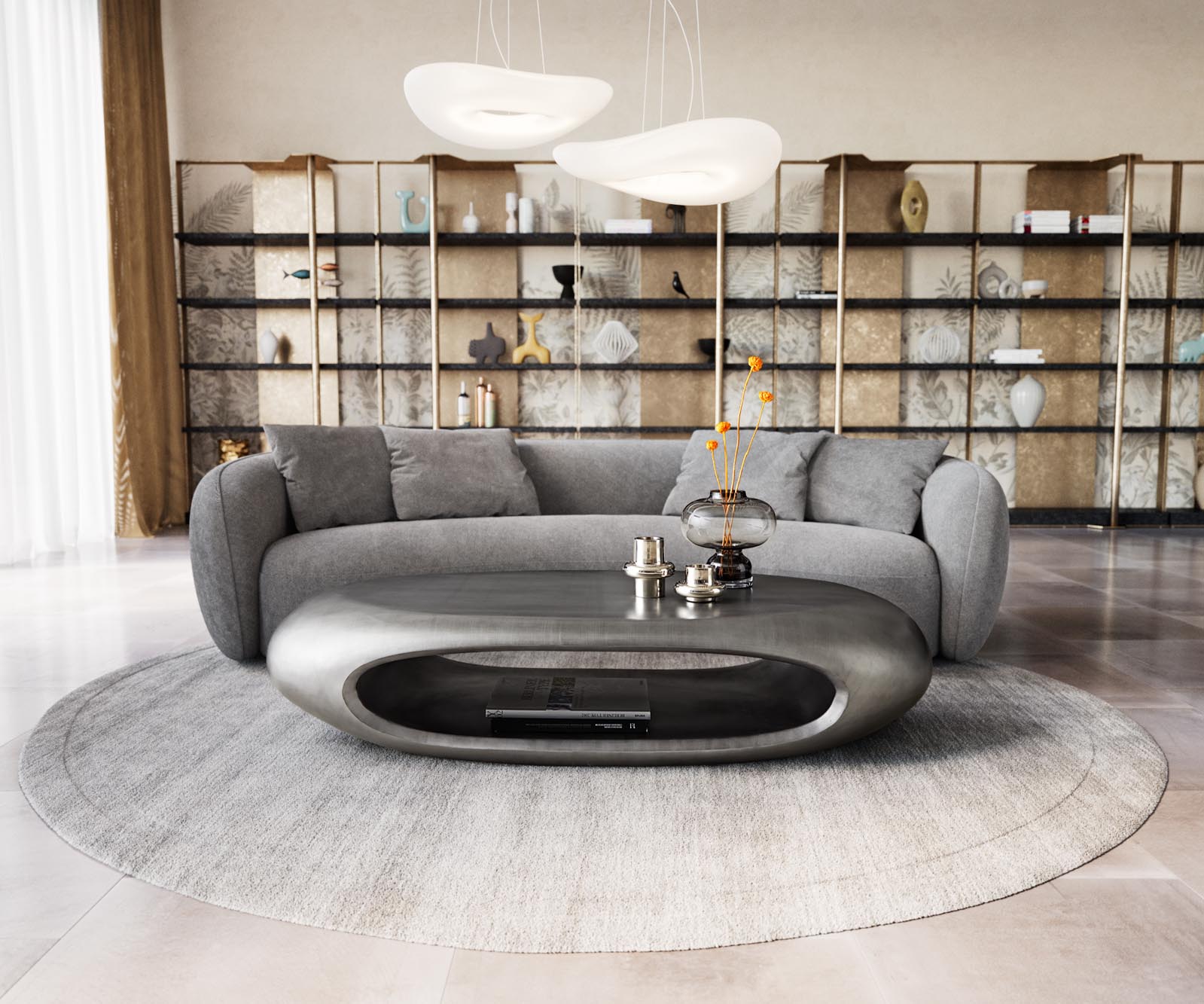 Table-basse Sinor 140x65 cm Argent métallisé 1
