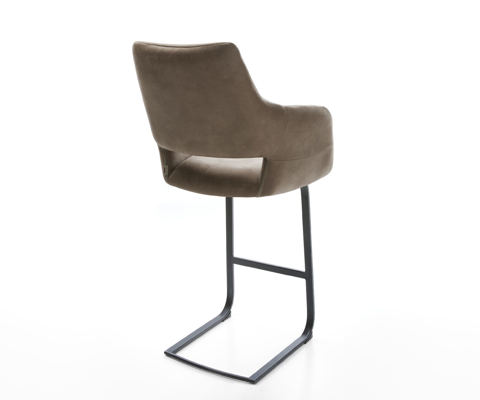 Chaise-de-bar Yago-Flex Microfibre Taupe Vintage Pied cantilever plat noir Noir Ressort ensaché 5