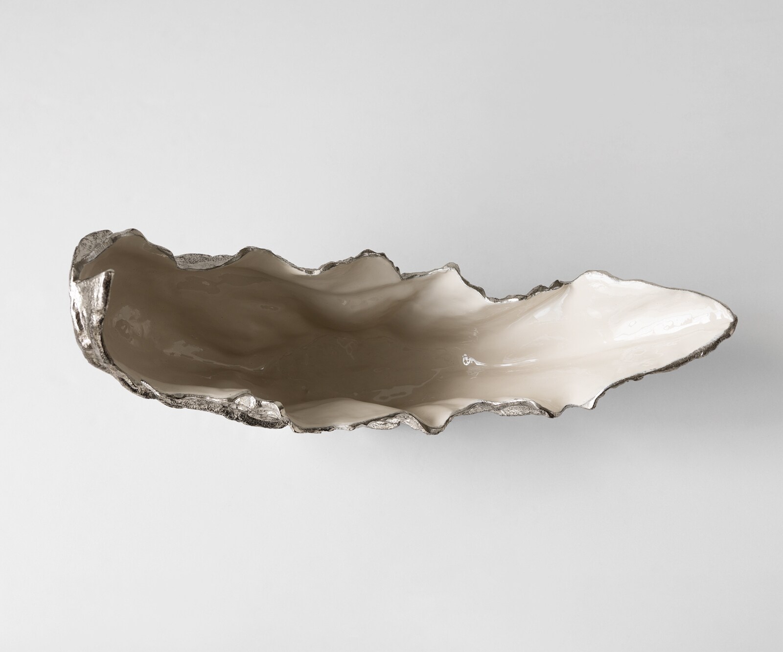 Coupe décorative Maris l52 x P15 x H28 cm Aluminium Platin Opal Faite main 3