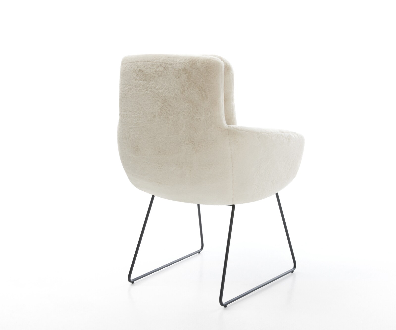 Chaise-de-salle-à-manger Abelia-Flex avec accoudoirs peluche crème-blanc pied trapèze noir 4