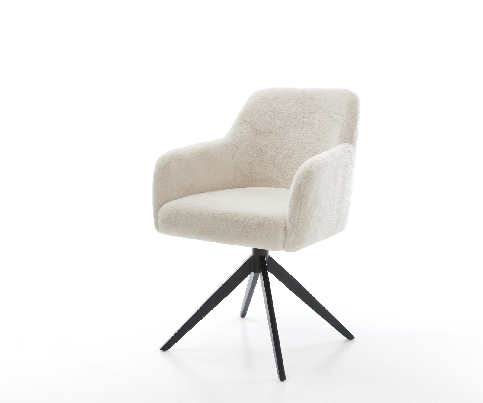Chaise-pivotante Greg-Flex peluche crème-blanc pied croisé large noir pivotement sur 360° fonction bascule resorts ensachés 1