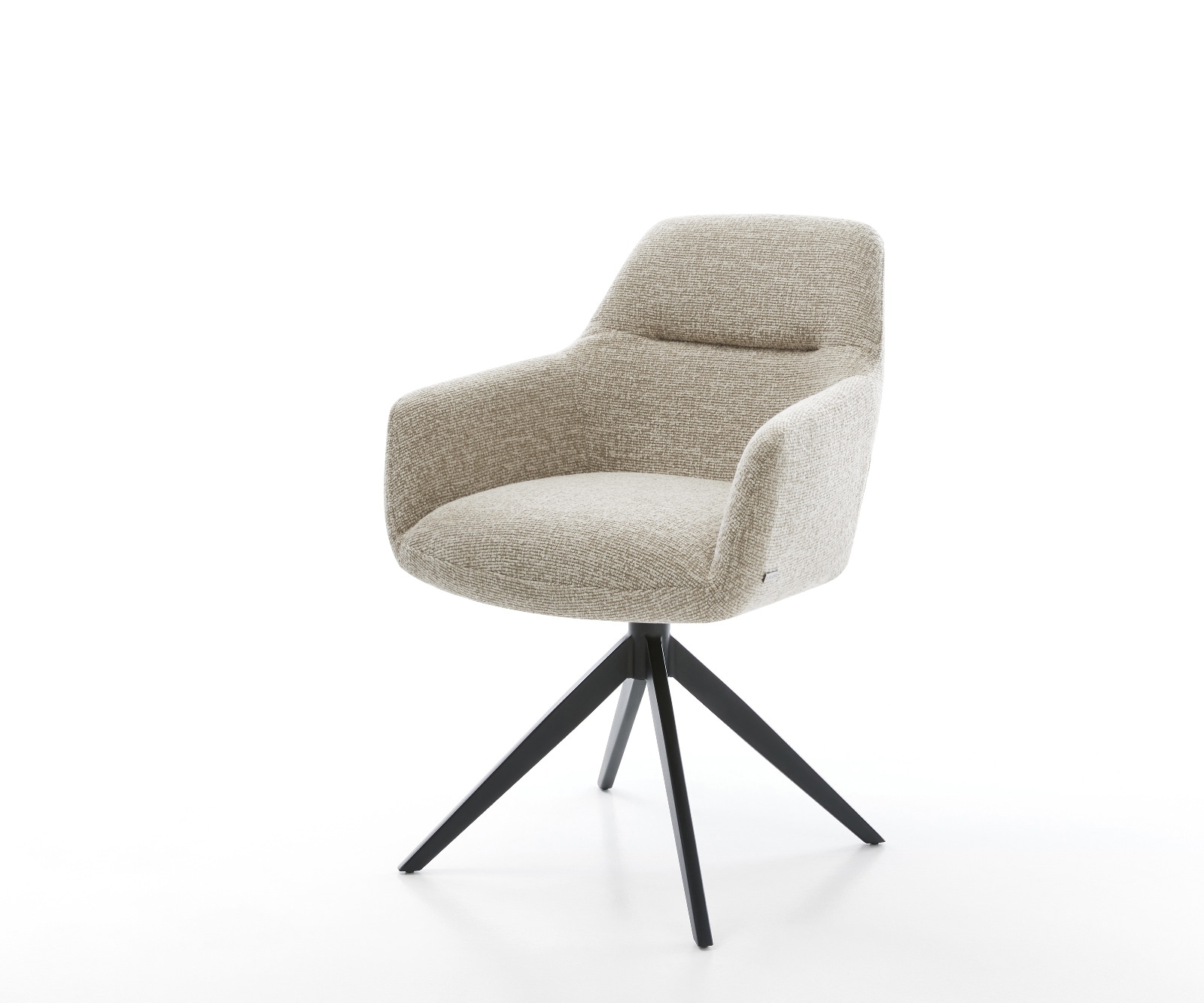 Chaise-pivotante Pejo-Flex tissu tissé doux beige pied croisé large noir pivotement sur 360° fonction bascule resorts ensachés 1