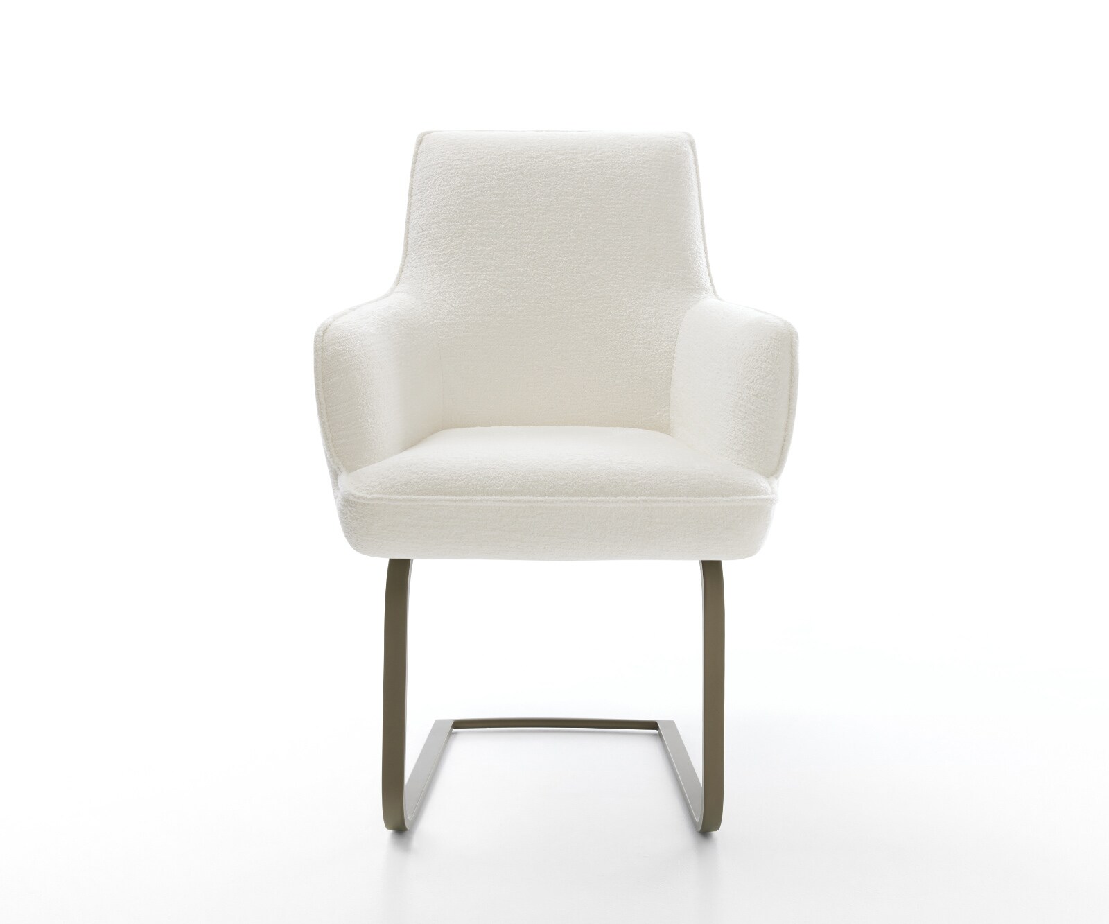 Cantilever Heira-Flex avec accoudoirs bouclé doux beige pied cantilever plat aspect titane resorts ensachés 2