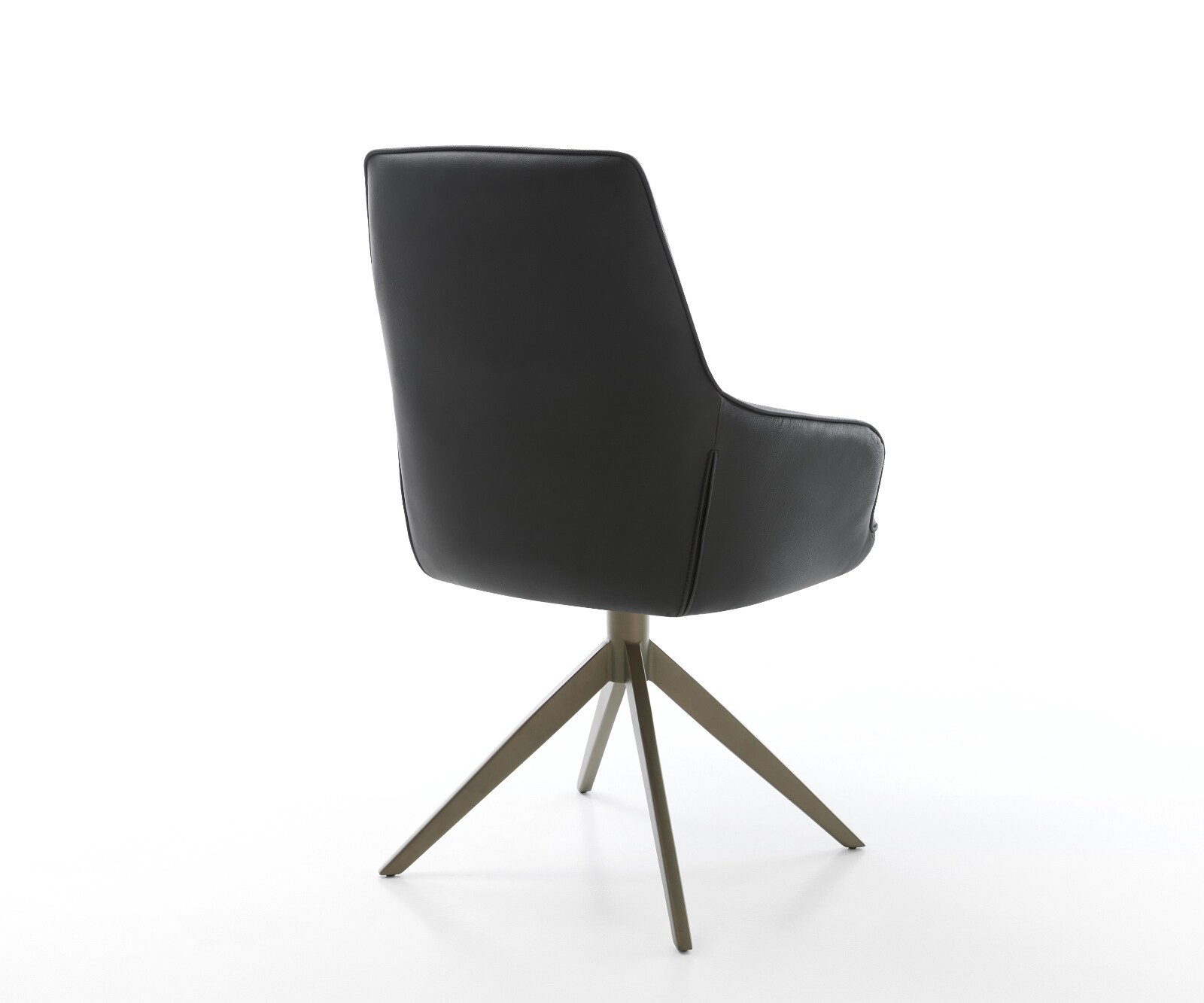 Chaise-pivotante Zelia-Flex avec accoudoirs cuir de vache noir pied croisé large aspect titane pivotement sur 360° fonction bascule ressorts ensachés 5