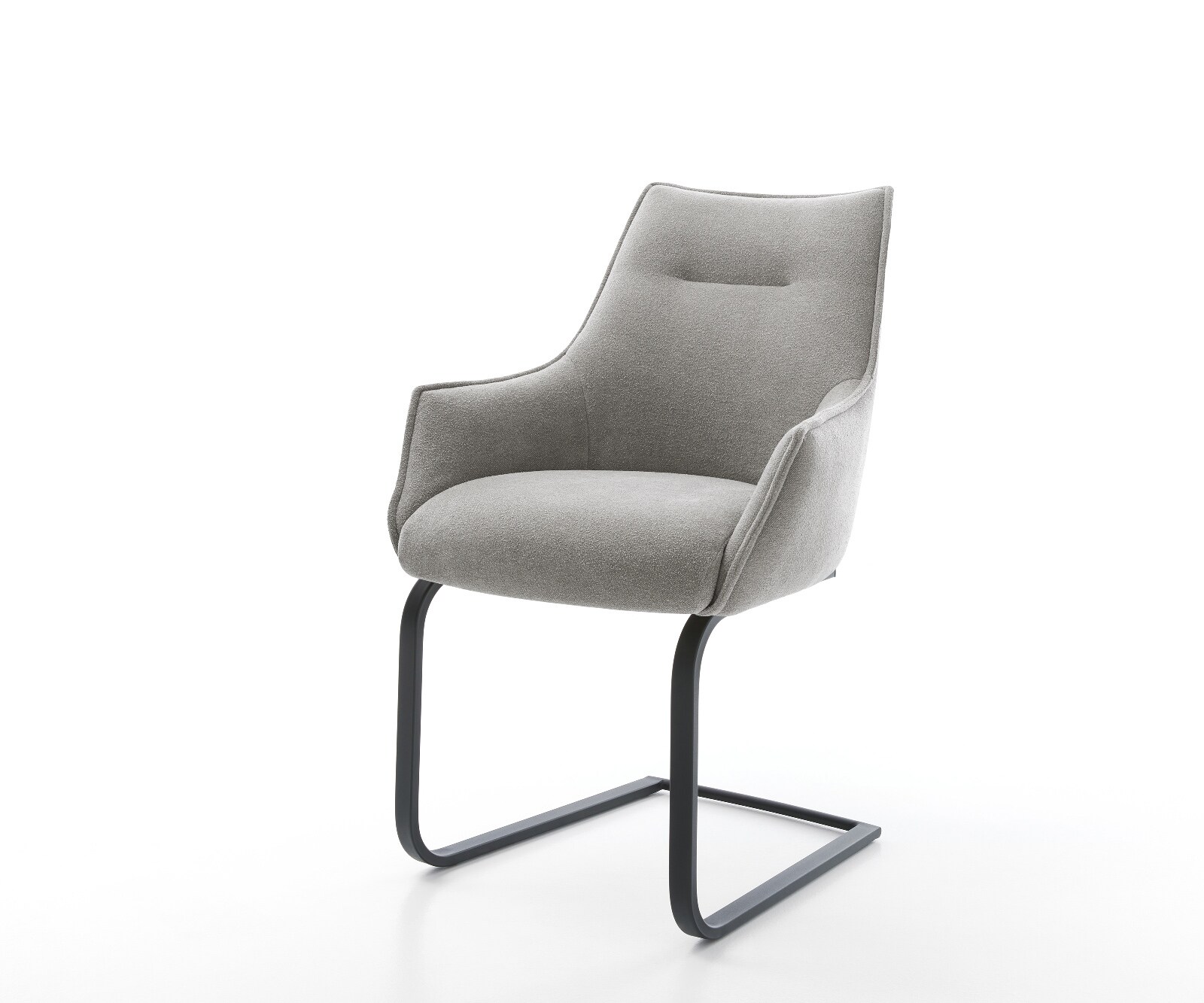 Cantilever Alja-Flex avec accoudoirs tissu structuré doux gris pied cantilever plat noir resorts ensachés 1