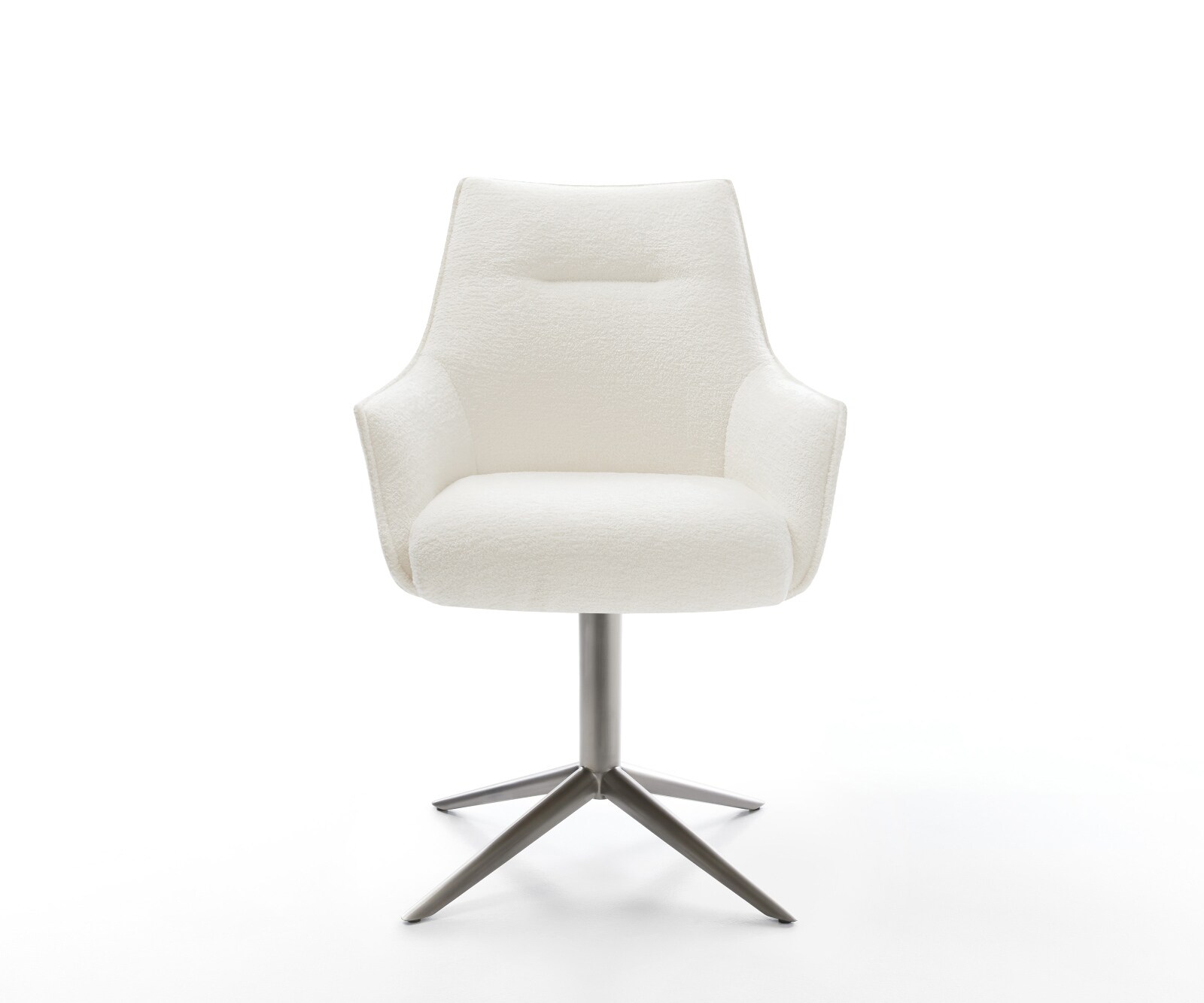 Chaise-pivotante Alja-Flex avec accoudoirs bouclé doux beige pied de chaise 4 branches grafiete pivotement sur 360° fonction bascule resorts ensachés 1