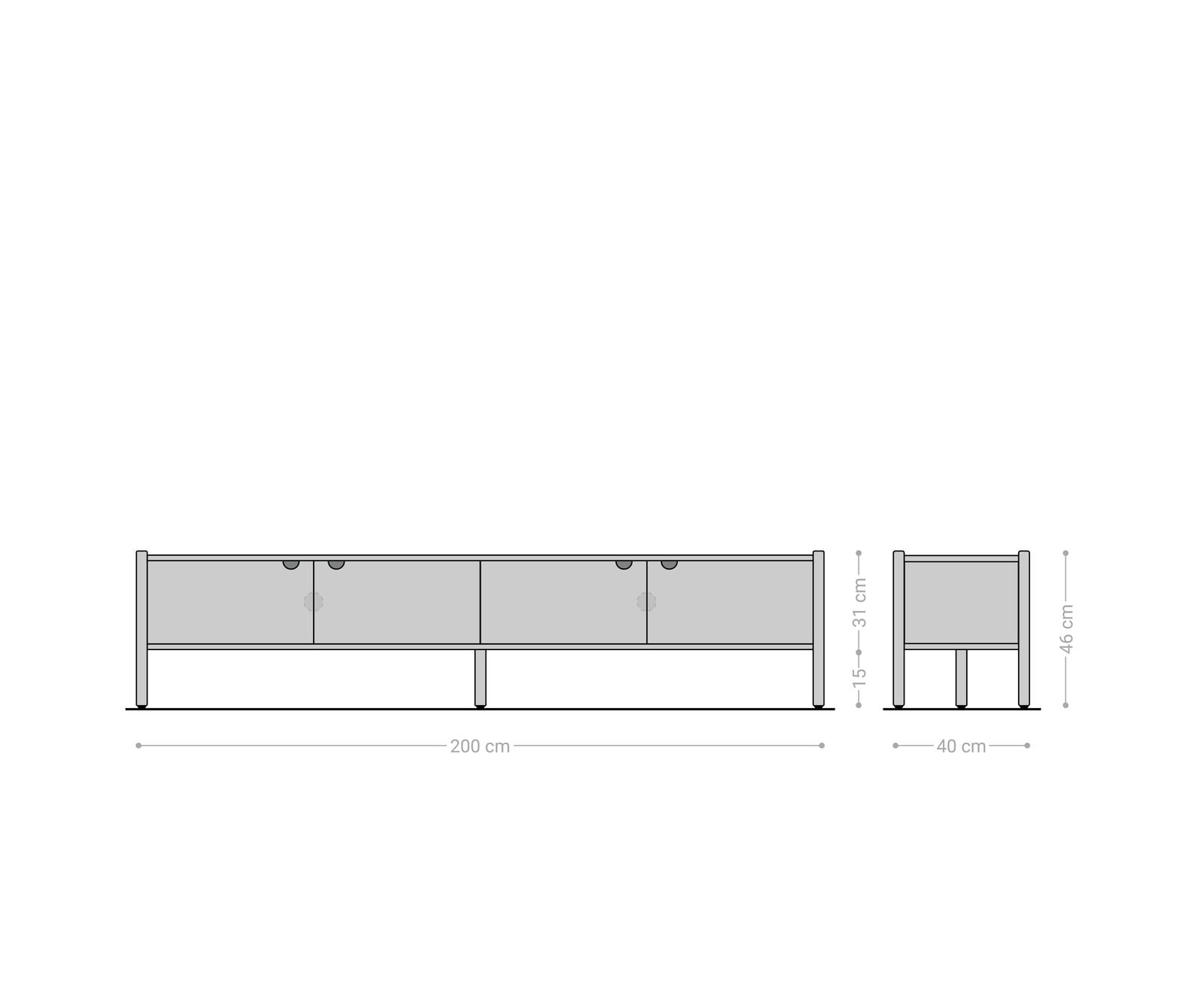 Meuble-TV Caius 200 cm acacia aura 4 portes 6 Meuble-TV Caius 200 cm acacia aura 4 portes 6