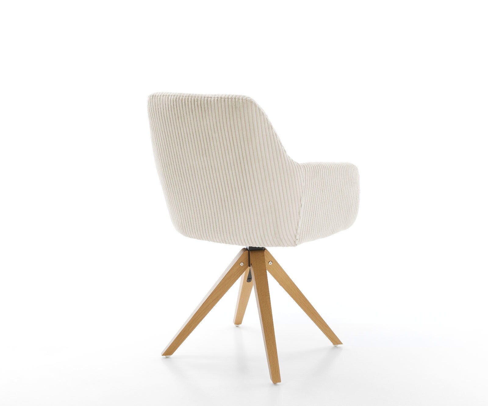 Chaise-de-salle-à-manger Pejo-Flex côtelé beige vintage pied en bois angulaire naturel ressorts ensachés 4