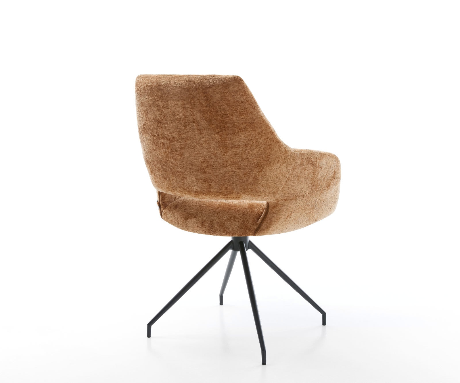 Chaise-pivotante Yago-Flex avec accoudoirs chenille rouille pied croisé conique noir pivotement sur 180° ressorts ensachés 4 Chaise-pivotante Yago-Flex avec accoudoirs chenille rouille pied croisé conique noir pivotement sur 180° ressorts ensachés 4