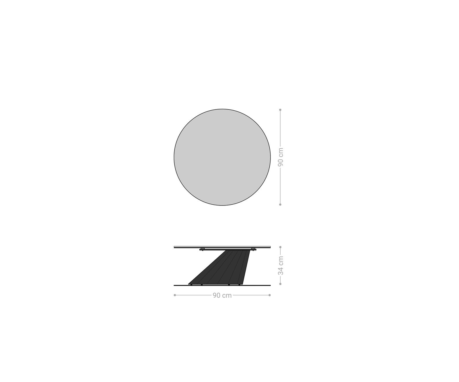 Table basse Edge rond 90x90 cm céramique Laminam® Noir Desir brun Parabi acier inoxydable brossé 8