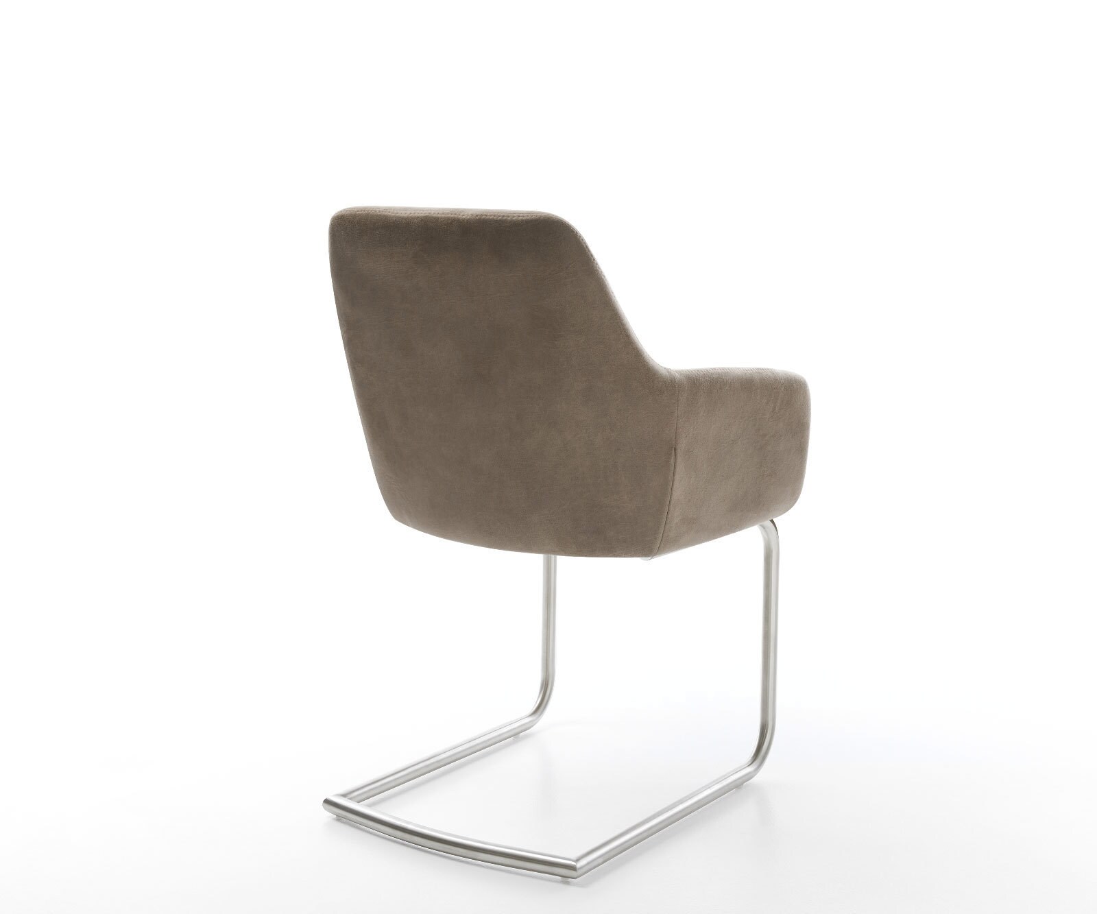 Cantilever Pejo-Flex microvelours taupe vintage pied cantilever rond acier inoxydable brossé ressorts ensachés 5