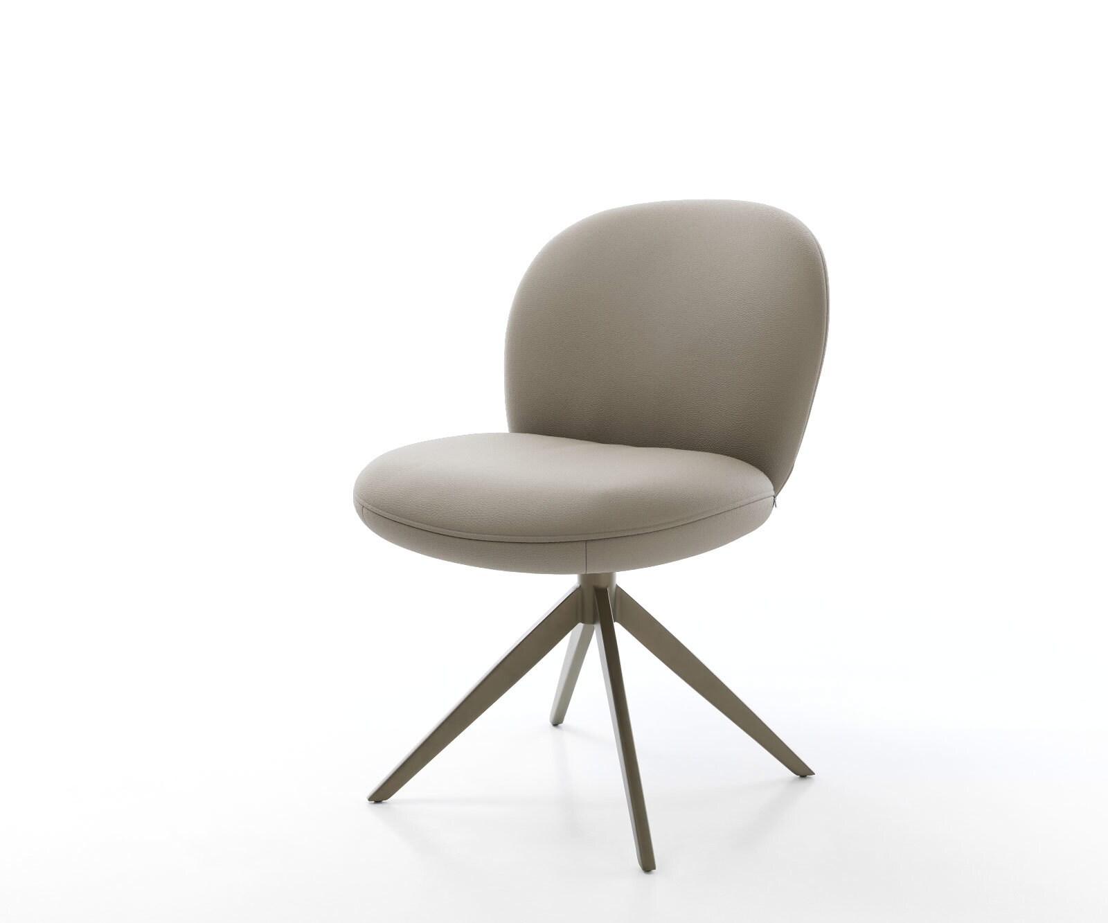 Chaise-pivotante Nube-Flex cuir de vache couleur boue pied croisé large aspect titane pivotement sur 360° ressorts ensachés