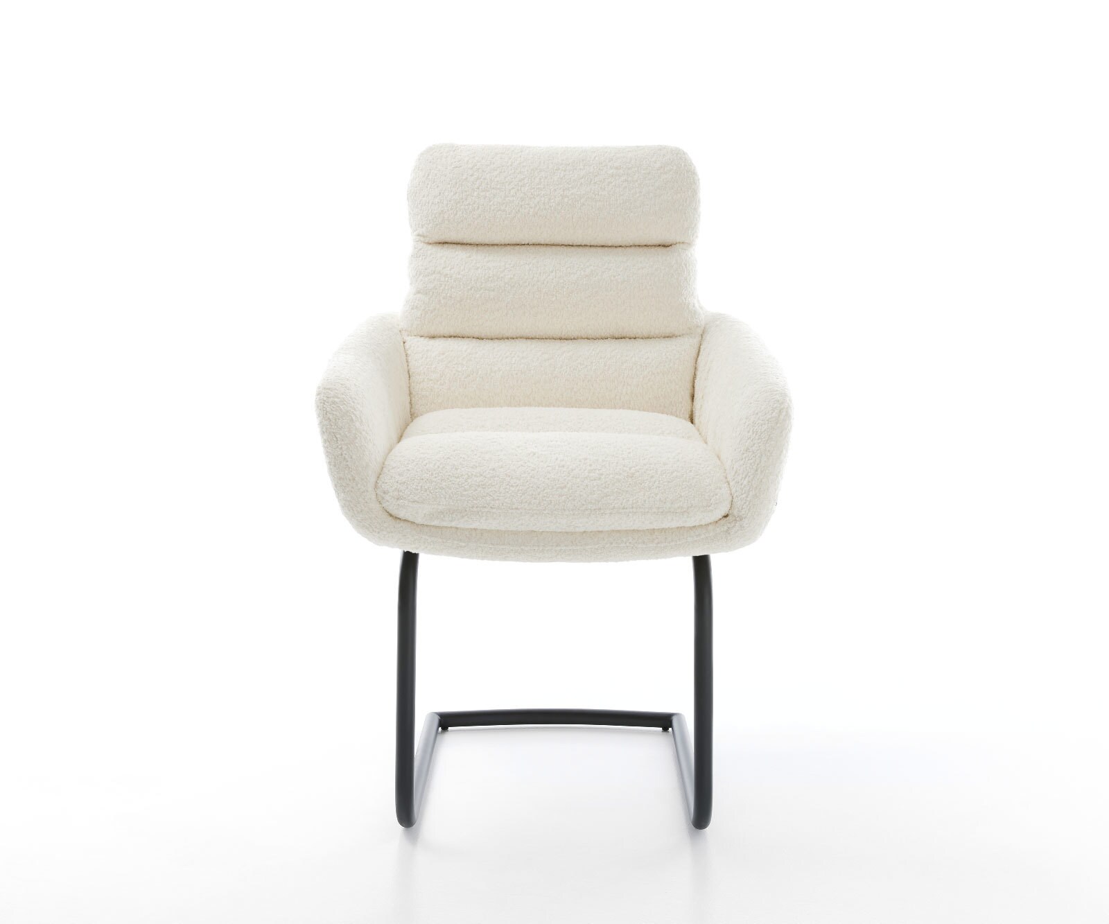 Cantilever Abelia-Flex avec accoudoirs bouclé blanc pied cantilever rond noir 1 Cantilever Abelia-Flex avec accoudoirs bouclé blanc pied cantilever rond noir 1