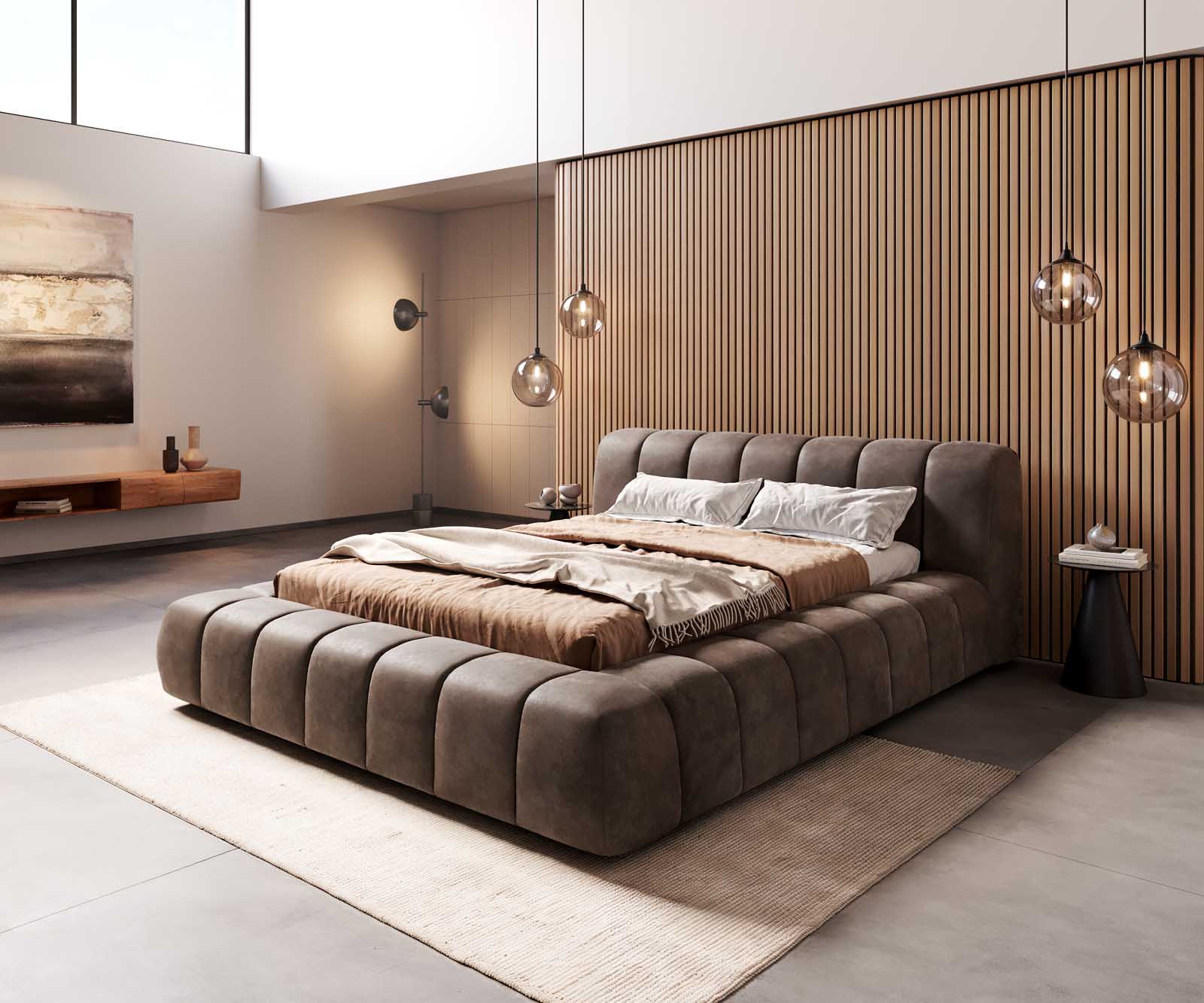 Sommier-rembourré Cutio 140x200 cm microfibre taupe vintage Sommier-rembourré Cutio 140x200 cm microfibre taupe vintage