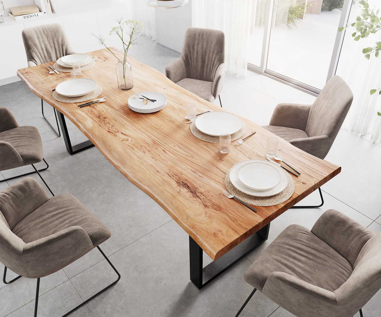 Table de salle à manger Edge 260x100  XL acacia naturel métal noir Live-Edge 4