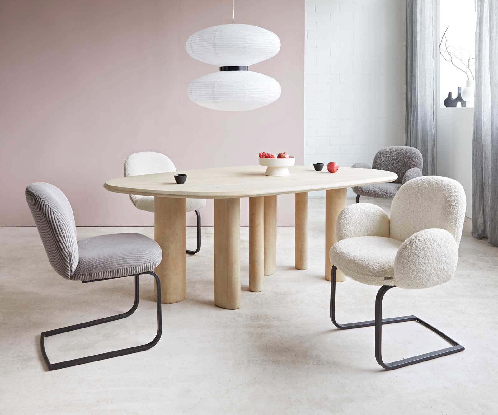 Cantilever Nube-Flex bouclé blanc pied cantilever plat noir ressorts ensachés 4