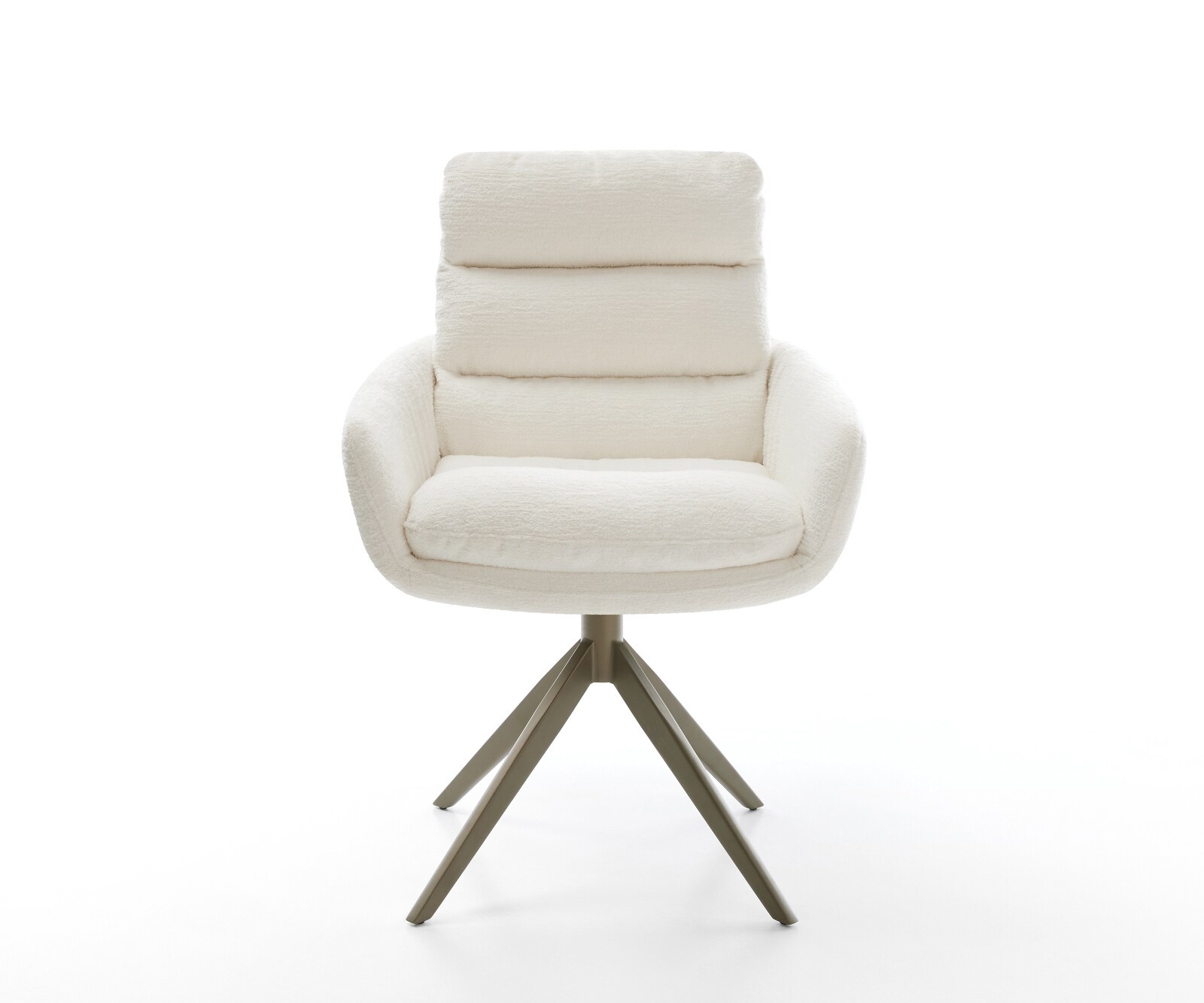 Chaise-pivotante Abelia-Flex avec accoudoirs bouclé doux beige pied croisé large aspect titane pivotement sur 360° fonction bascule 2