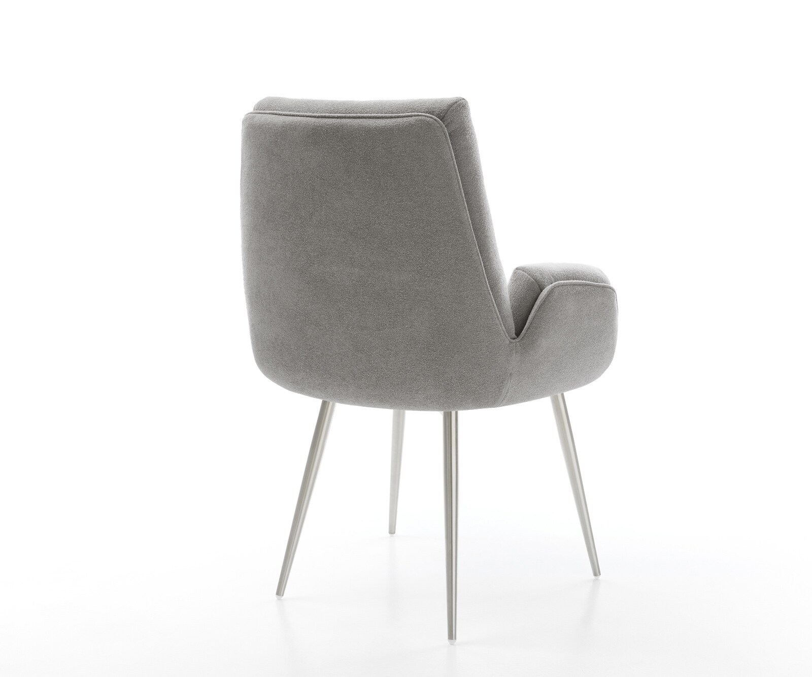 Chaise-de-salle-à-manger Clea-Flex tissu structuré doux gris 4 pieds coniques acier inoxydable 5