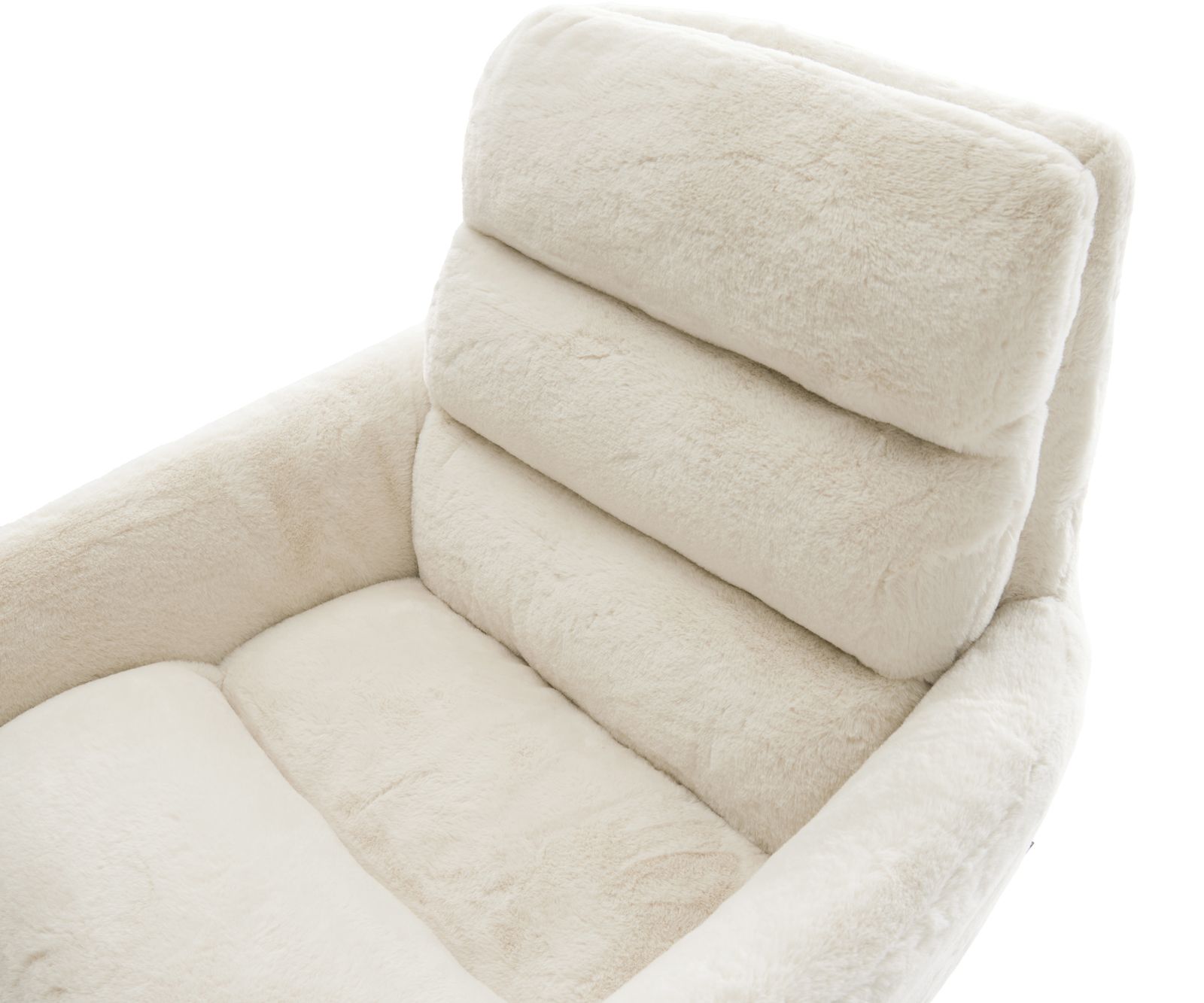 Chaise-de-salle-à-manger Abelia-Flex avec accoudoirs peluche crème-blanc pied croisé conique noir 4