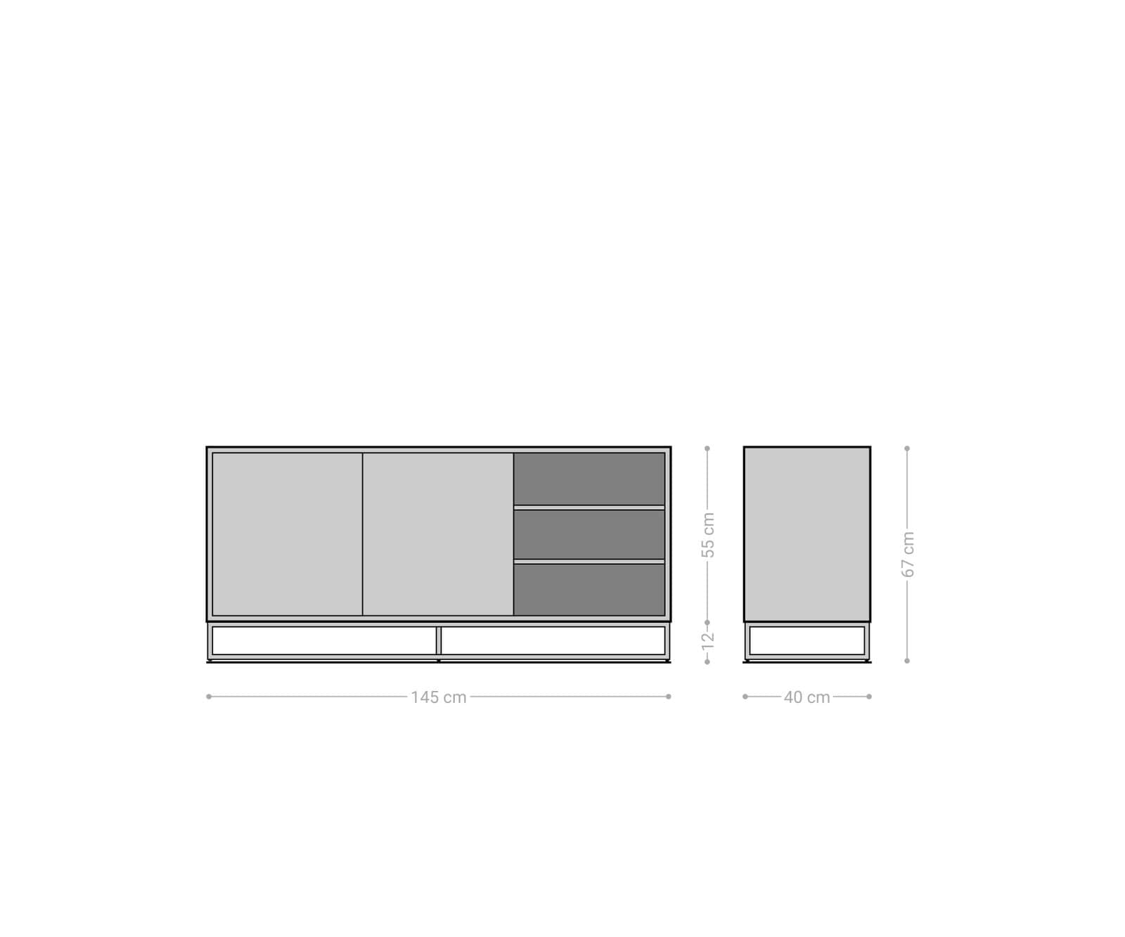 Buffet Famke 145 cm mangue teck 2 portes 3 compartiments 6 Buffet Famke 145 cm mangue teck 2 portes 3 compartiments 6