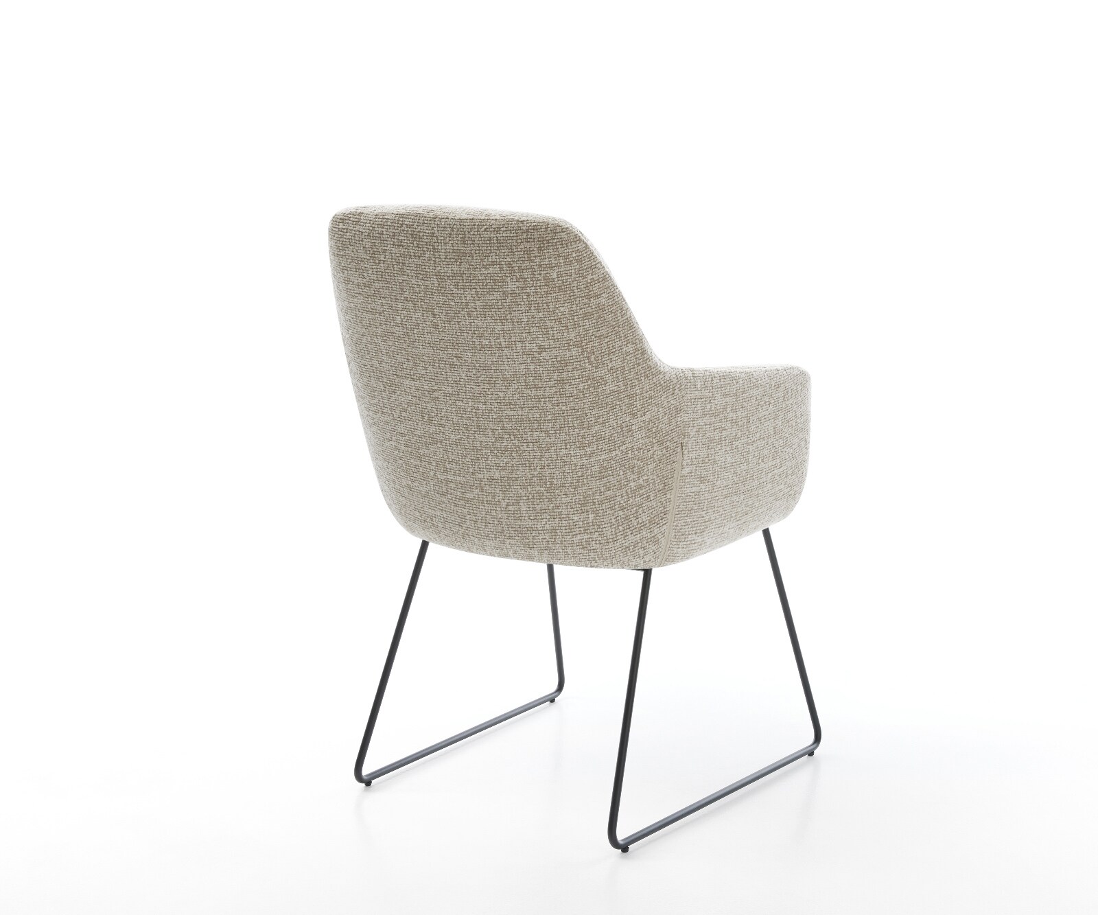 Chaise-de-salle-à-manger Pejo-Flex tissu tissé doux beige pied trapèze noir resorts ensachés 5