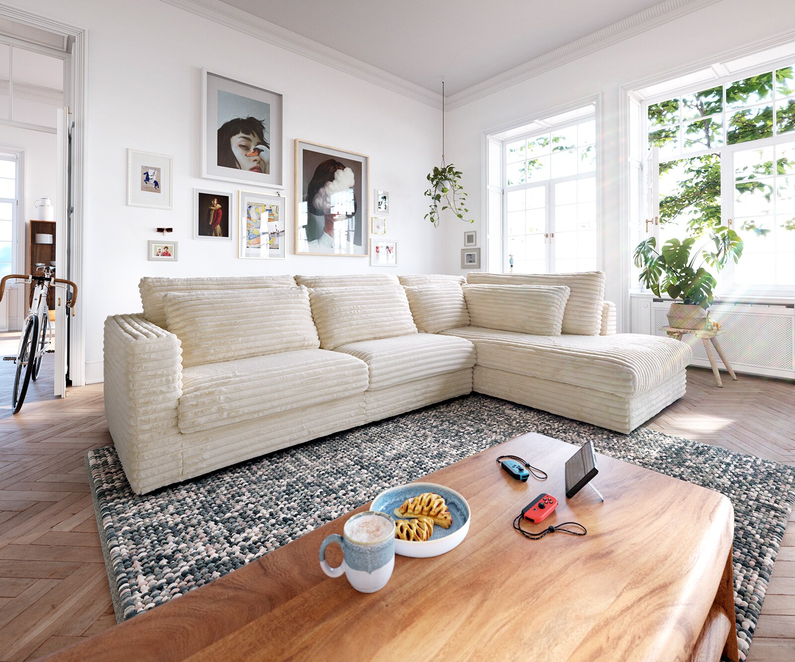 Canapé-d'angle Isla 330x225 cm avec pouf 4