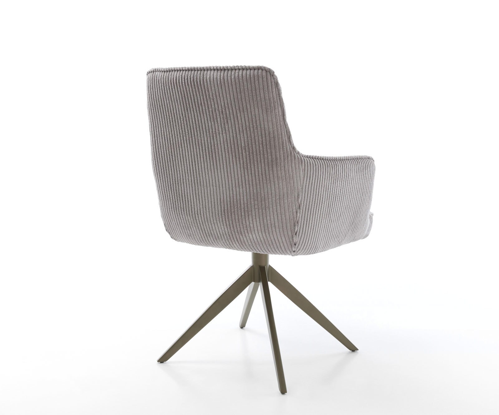 Chaise-pivotante Heira-Flex côtelé gris argenté pied croisé large aspect titane pivotement sur 360° fonction bascule ressorts ensachés 4