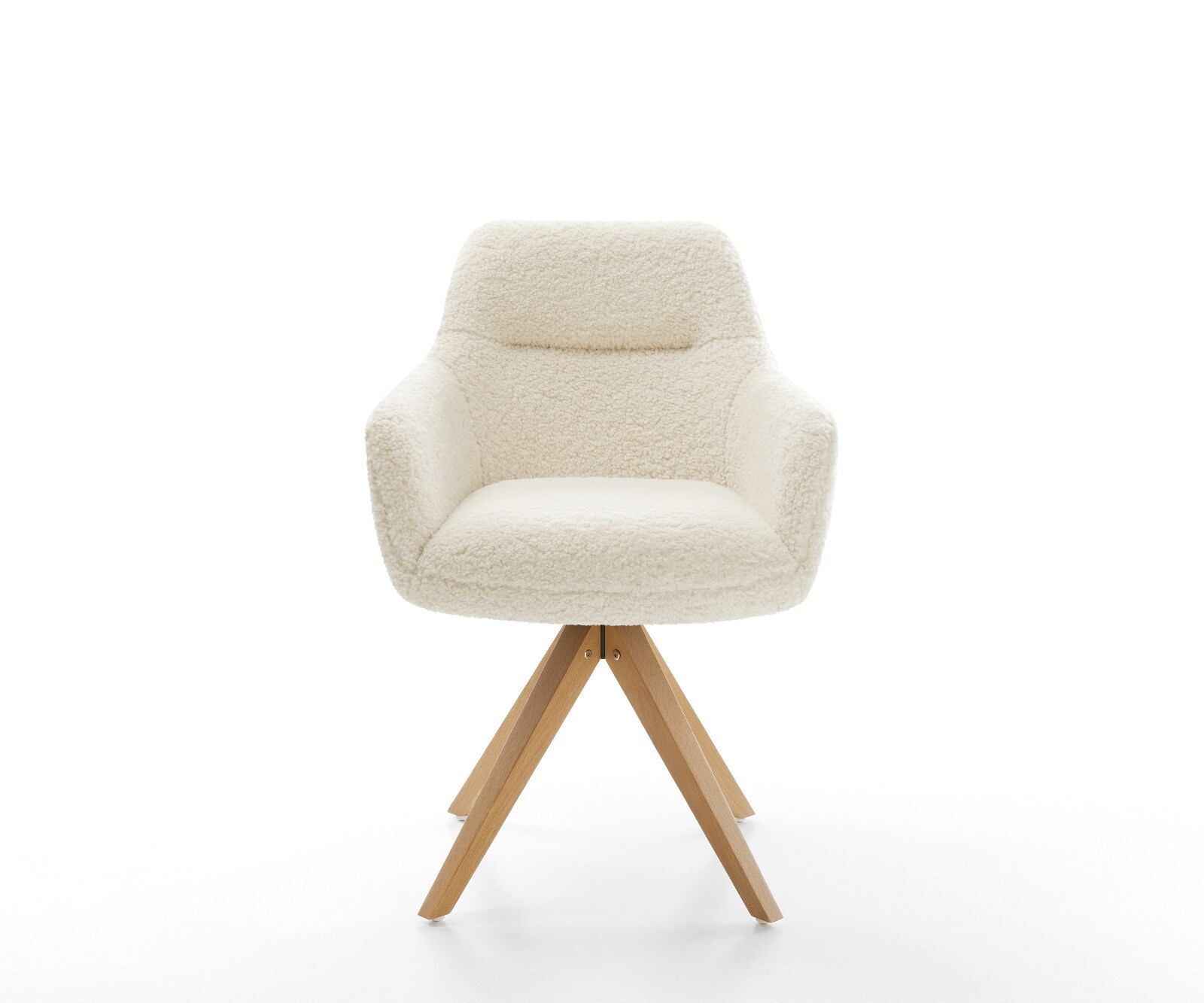 Chaise-pivotante Pejo-Flex tissu teddy beige pied en bois angulaire naturel pivotement sur 180° resorts ensachés 2